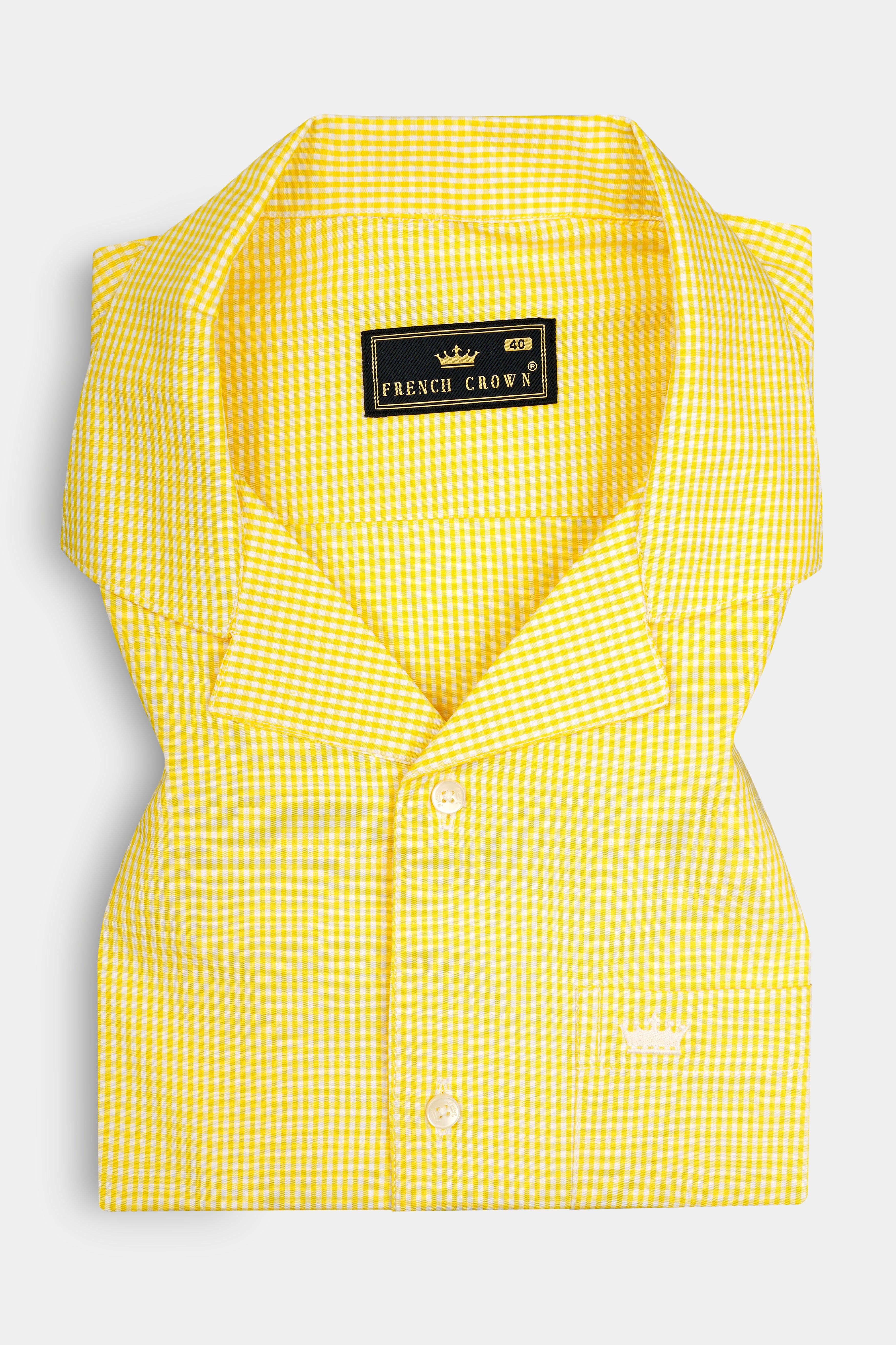 Jasmine Yellow Mini Checkered Twill Cotton Shirt