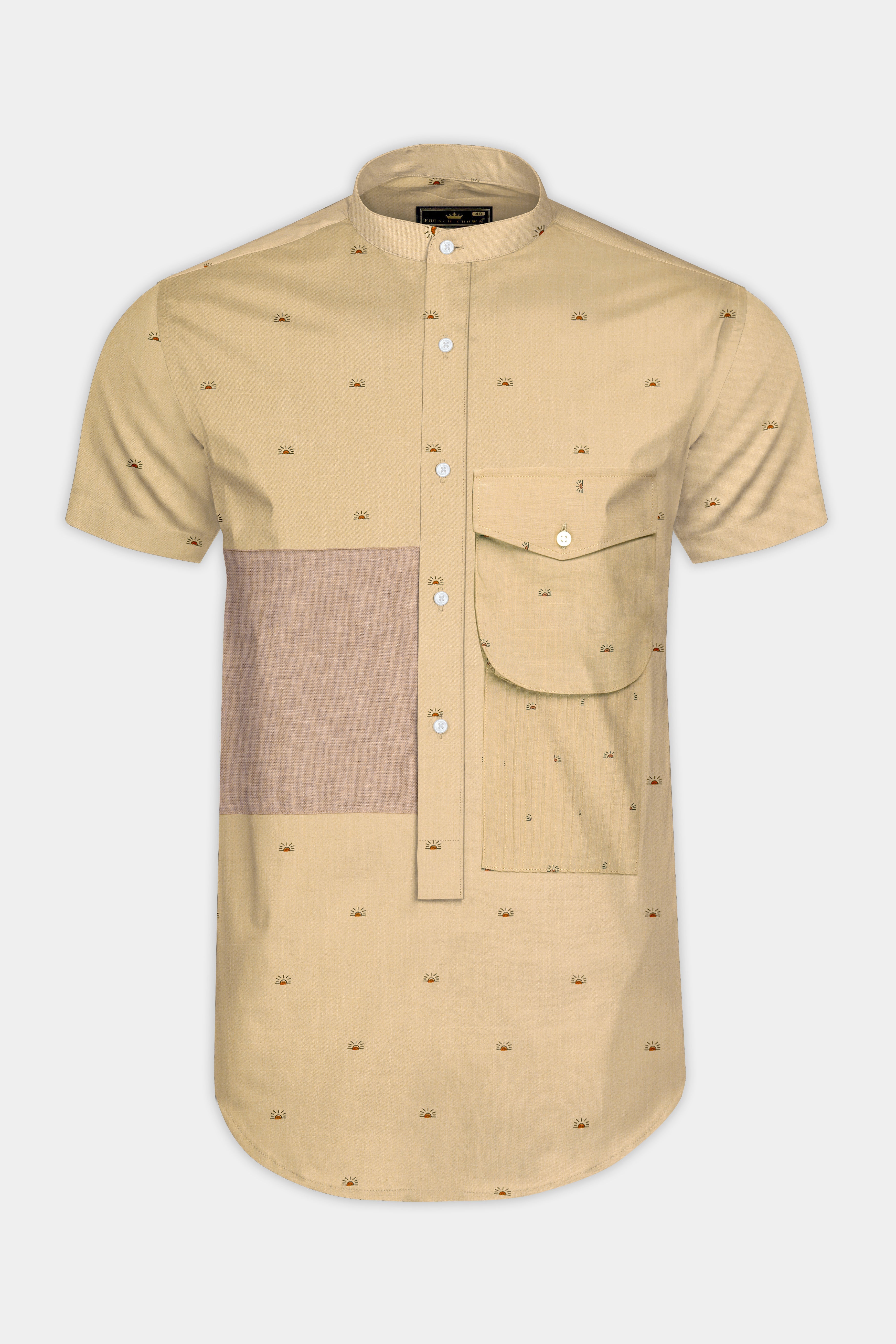 Sorrell Cream Printed Chambray Cotton Designer Shirt