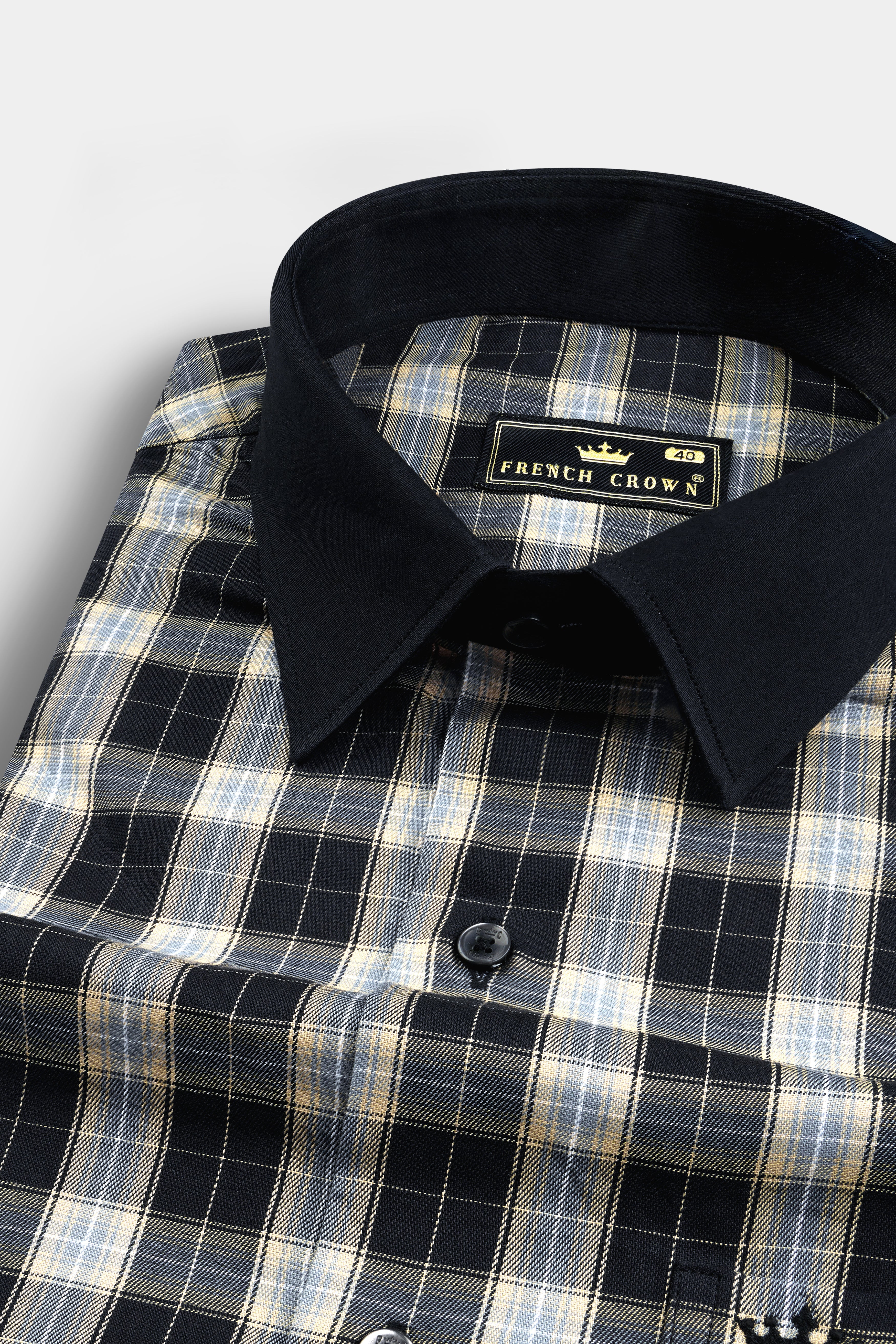 Jade Black with Raven Gray Plaid Twill Cotton Shirt 12749-BCC-BLK-38, 12749-BCC-BLK-H-38, 12749-BCC-BLK-39, 12749-BCC-BLK-39, 12749-BCC-BLK-40, 12749-BCC-BLK-40, 12749-BCC-BLK-42, 12749-BCC-BLK-42, 12749-BCC-BLK-44, 12749-BCC-BLK-44, 12749-BCC-BLK-46, 12749-BCC-BLK-46, 12749-BCC-BLK-48, 12749-BCC-BLK-48, 12749-BCC-BLK-50, 12749-BCC-BLK-50, 12749-BCC-BLK-52, 12749-BCC-BLK-52