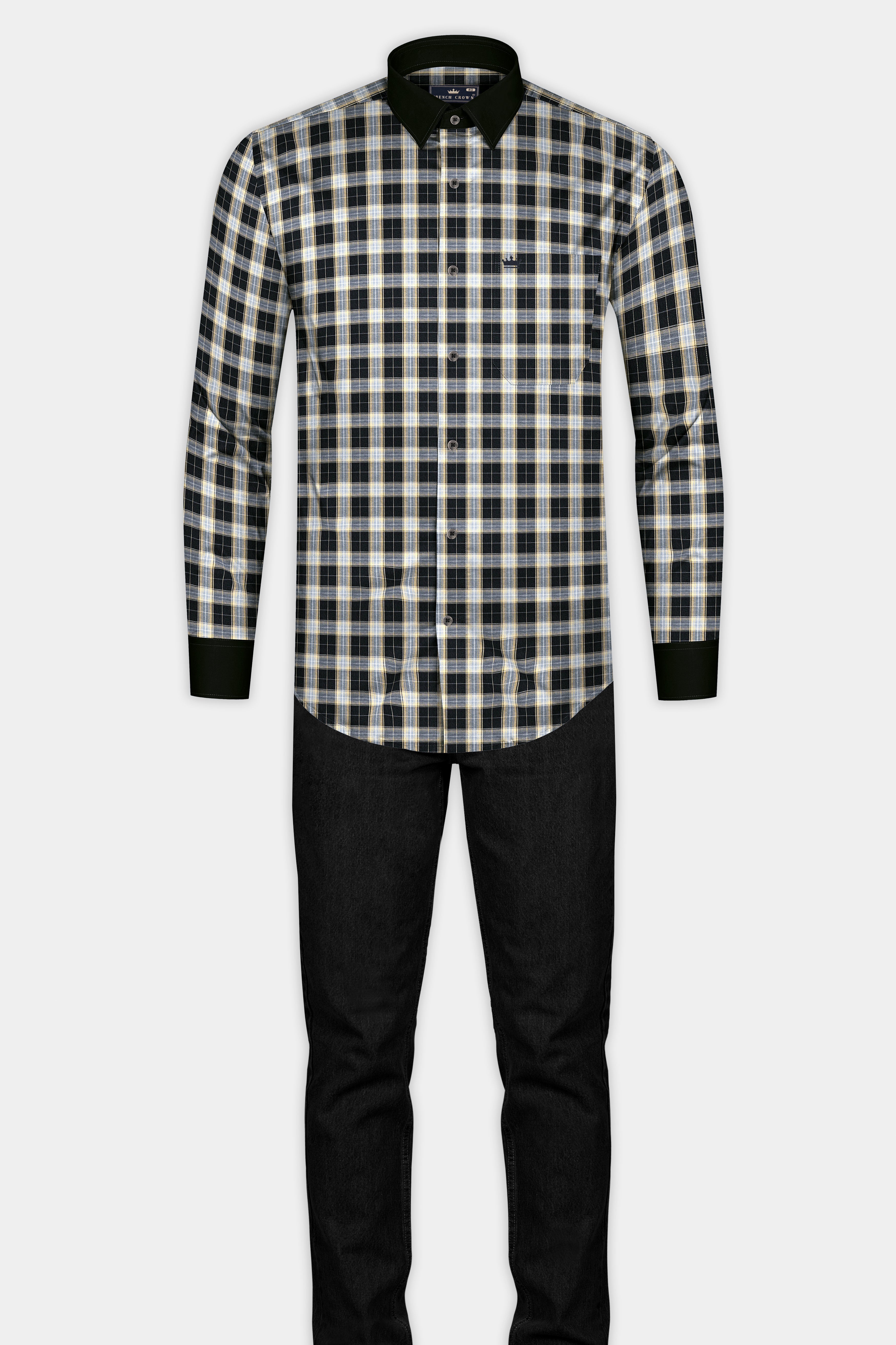 Jade Black with Raven Gray Plaid Twill Cotton Shirt 12749-BCC-BLK-38, 12749-BCC-BLK-H-38, 12749-BCC-BLK-39, 12749-BCC-BLK-39, 12749-BCC-BLK-40, 12749-BCC-BLK-40, 12749-BCC-BLK-42, 12749-BCC-BLK-42, 12749-BCC-BLK-44, 12749-BCC-BLK-44, 12749-BCC-BLK-46, 12749-BCC-BLK-46, 12749-BCC-BLK-48, 12749-BCC-BLK-48, 12749-BCC-BLK-50, 12749-BCC-BLK-50, 12749-BCC-BLK-52, 12749-BCC-BLK-52