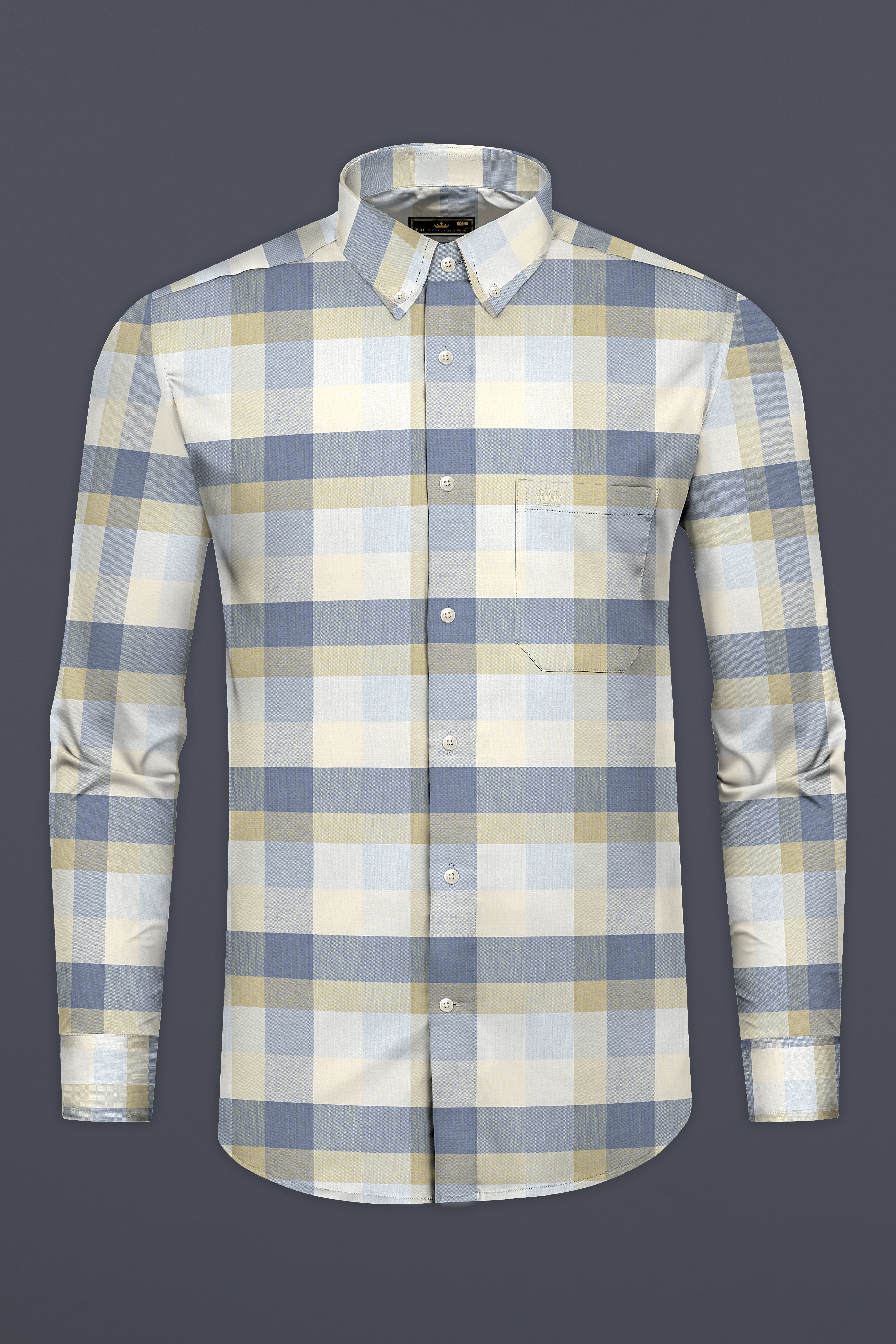 Wild Blue with Maize Cream Plaid Royal Oxford Shirt 12756-BD-38, 12756-BD-H-38, 12756-BD-39, 12756-BD-39, 12756-BD-40, 12756-BD-40, 12756-BD-42, 12756-BD-42, 12756-BD-44, 12756-BD-44, 12756-BD-46, 12756-BD-46, 12756-BD-48, 12756-BD-48, 12756-BD-50, 12756-BD-50, 12756-BD-52, 12756-BD-52