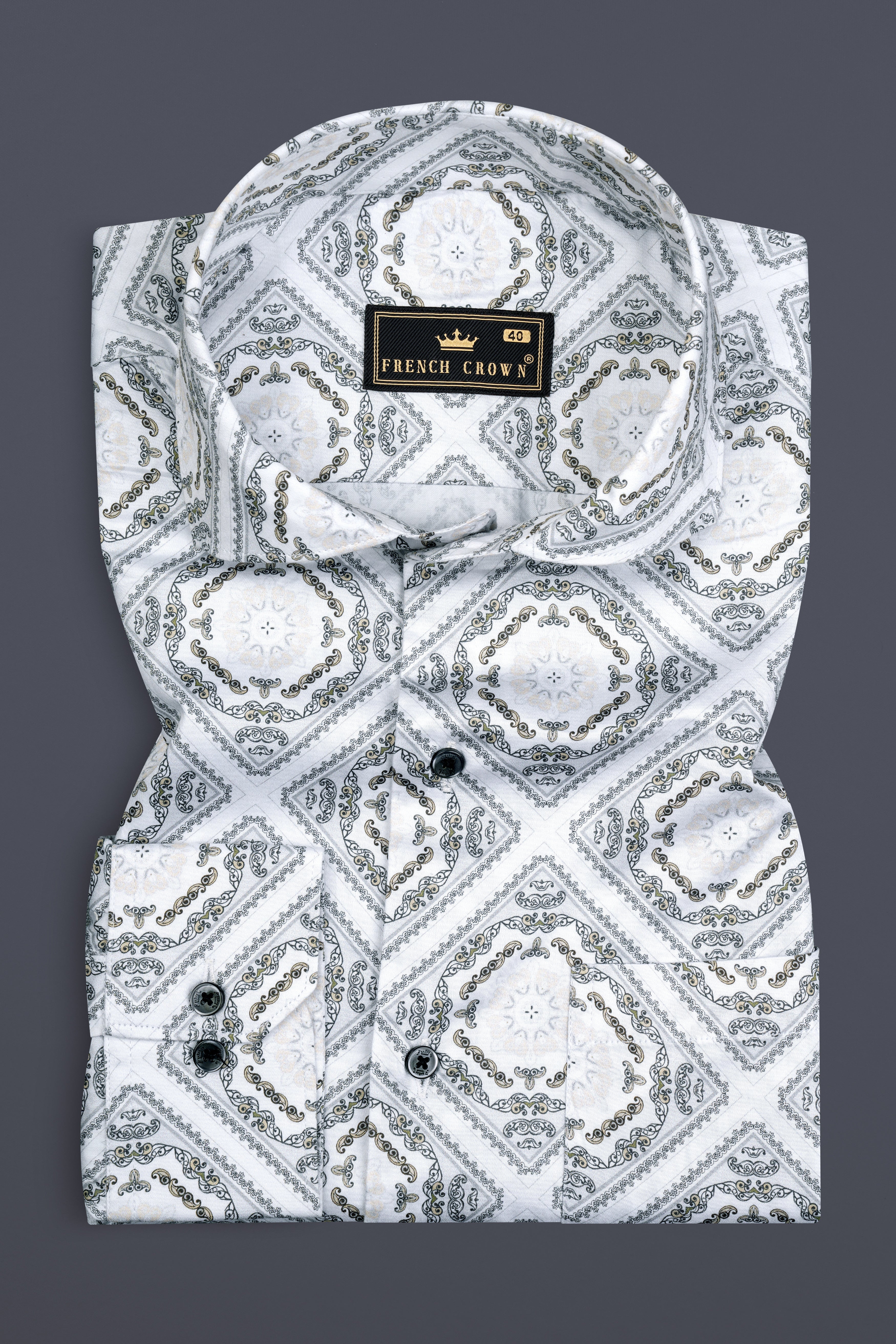 Bright White With Almond Cream Hexagon Printed Super Soft Premium Cotton Shirt 12757-CA-BLK-38, 12757-CA-BLK-H-38, 12757-CA-BLK-39, 12757-CA-BLK-39, 12757-CA-BLK-40, 12757-CA-BLK-40, 12757-CA-BLK-42, 12757-CA-BLK-42, 12757-CA-BLK-44, 12757-CA-BLK-44, 12757-CA-BLK-46, 12757-CA-BLK-46, 12757-CA-BLK-48, 12757-CA-BLK-48, 12757-CA-BLK-50, 12757-CA-BLK-50, 12757-CA-BLK-52, 12757-CA-BLK-52