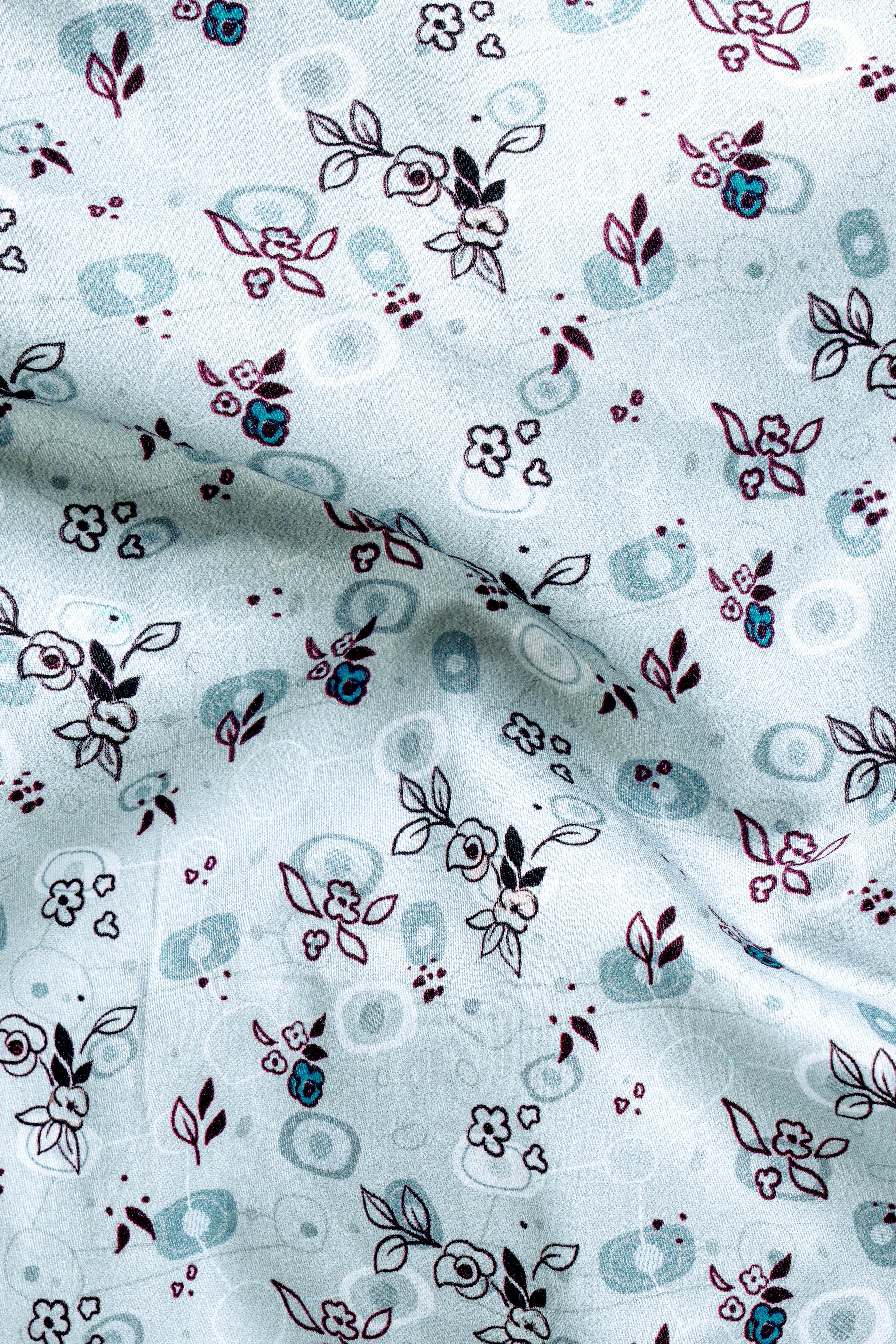 Periwinkle Blue with Melanzane Maroon Flower Printed Super Soft Premium Cotton Shirt 12758-38, 12758-H-38, 12758-39, 12758-39, 12758-40, 12758-40, 12758-42, 12758-42, 12758-44, 12758-44, 12758-46, 12758-46, 12758-48, 12758-48, 12758-50, 12758-50, 12758-52, 12758-52