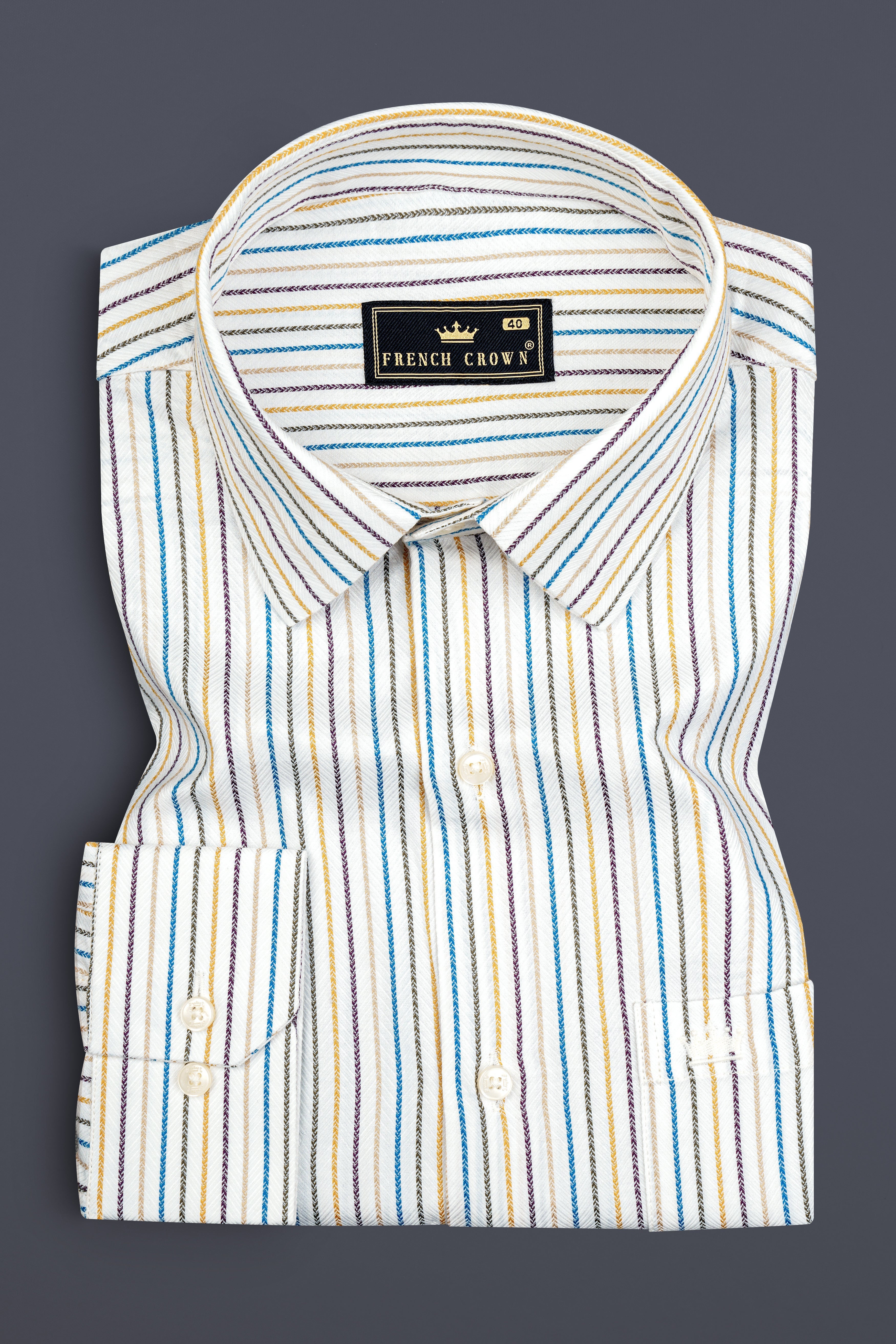 Bright White Multicolour Striped Herringbone Soft Cotton Shirt 12762-38, 12762-H-38, 12762-39, 12762-H-39, 12762-40, 12762-H-40, 12762-42, 12762-H-42, 12762-44, 12762-H-44, 12762-46, 12762-H-46, 12762-48, 12762-H-48, 12762-50, 12762-H-50, 12762-52, 12762-H-52