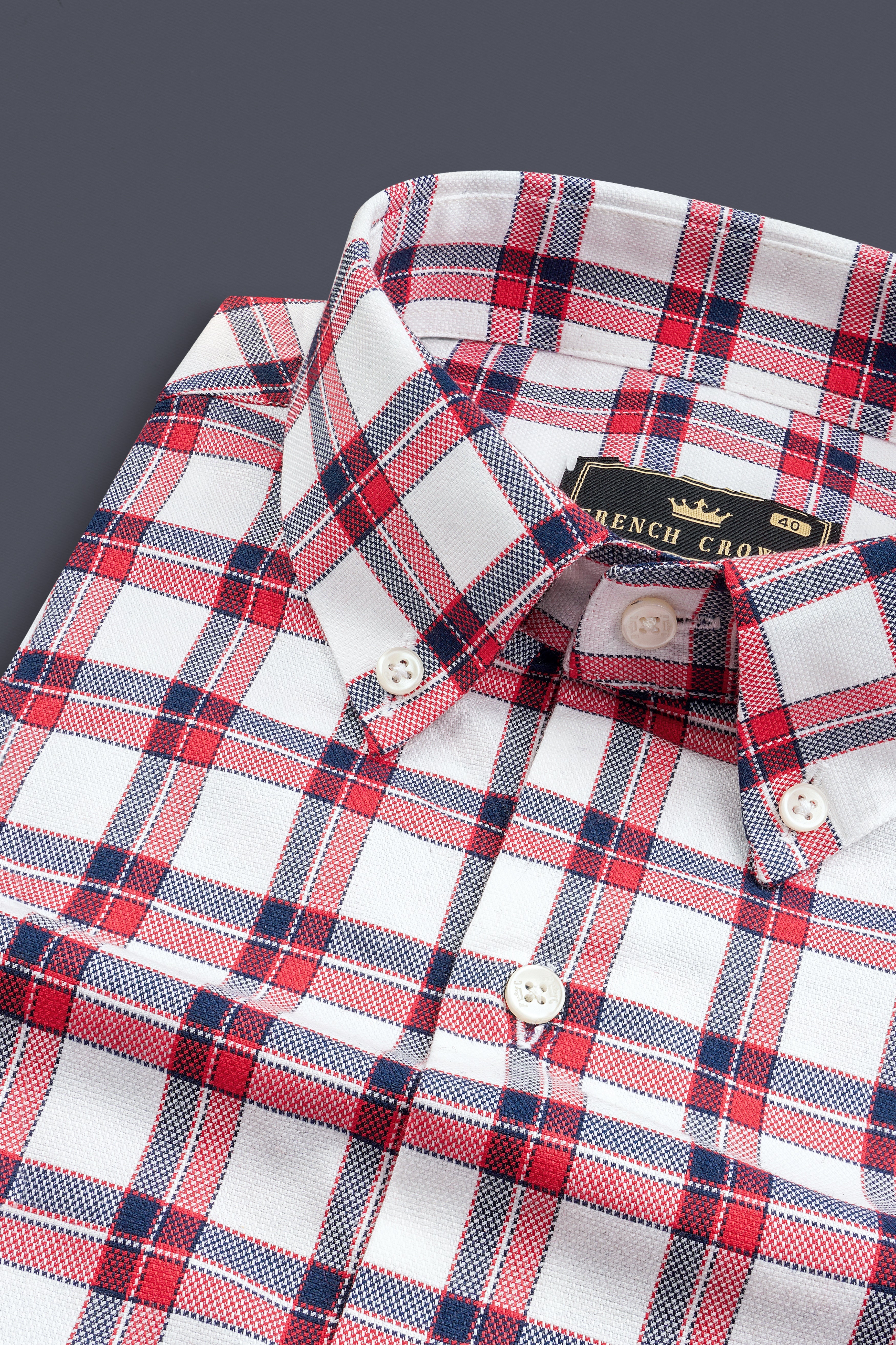 Bright White with Alizarin Red Plaid Dobby Textured Premium Cotton Shirt 12764-BD-38, 12764-BD-H-38, 12764-BD-39, 12764-BD-H-39, 12764-BD-40, 12764-BD-H-40, 12764-BD-42, 12764-BD-H-42, 12764-BD-44, 12764-BD-H-44, 12764-BD-46, 12764-BD-H-46, 12764-BD-48, 12764-BD-H-48, 12764-BD-50, 12764-BD-H-50, 12764-BD-52, 12764-BD-H-52