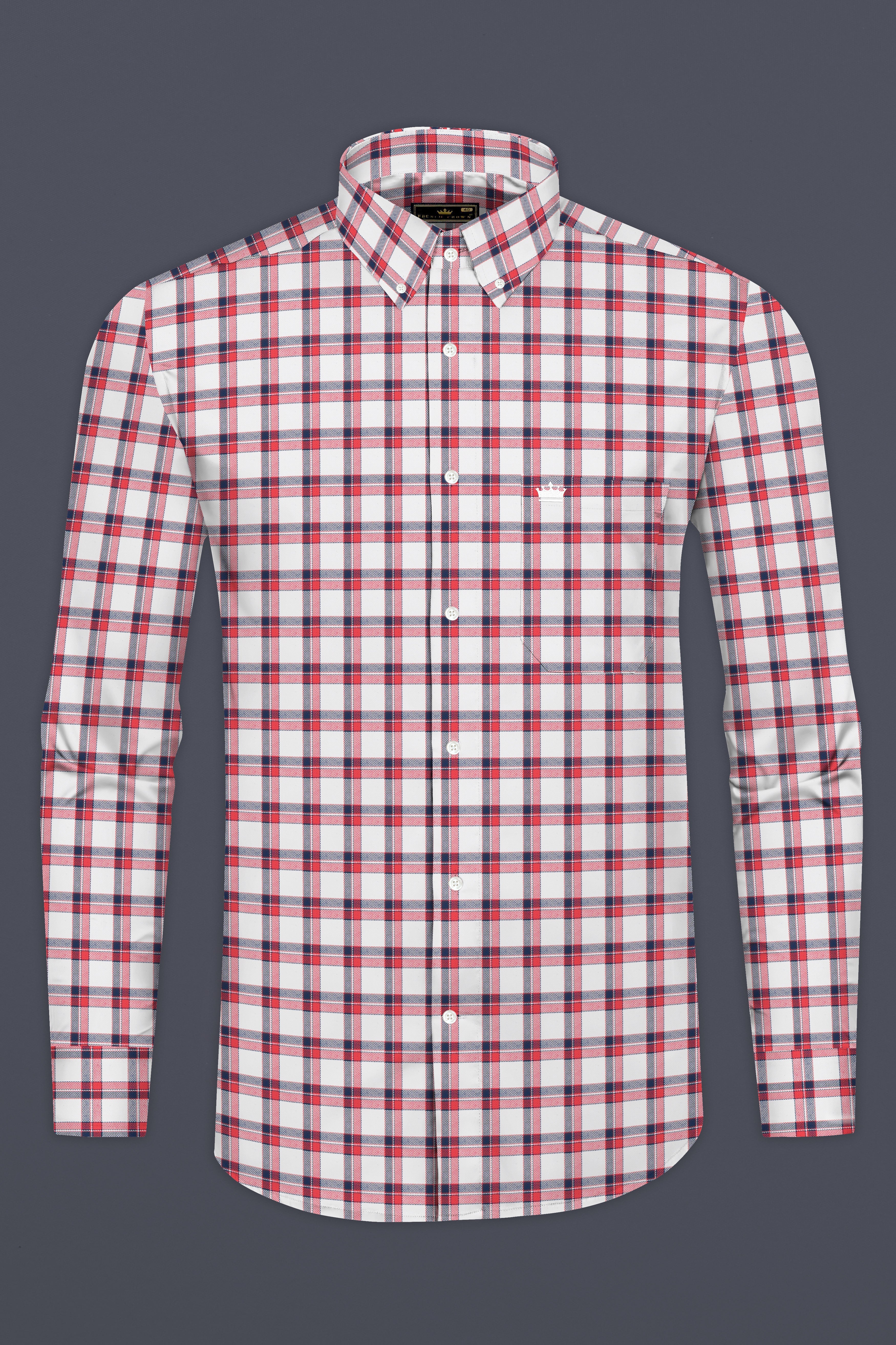 Bright White with Alizarin Red Plaid Dobby Textured Premium Cotton Shirt 12764-BD-38, 12764-BD-H-38, 12764-BD-39, 12764-BD-H-39, 12764-BD-40, 12764-BD-H-40, 12764-BD-42, 12764-BD-H-42, 12764-BD-44, 12764-BD-H-44, 12764-BD-46, 12764-BD-H-46, 12764-BD-48, 12764-BD-H-48, 12764-BD-50, 12764-BD-H-50, 12764-BD-52, 12764-BD-H-52