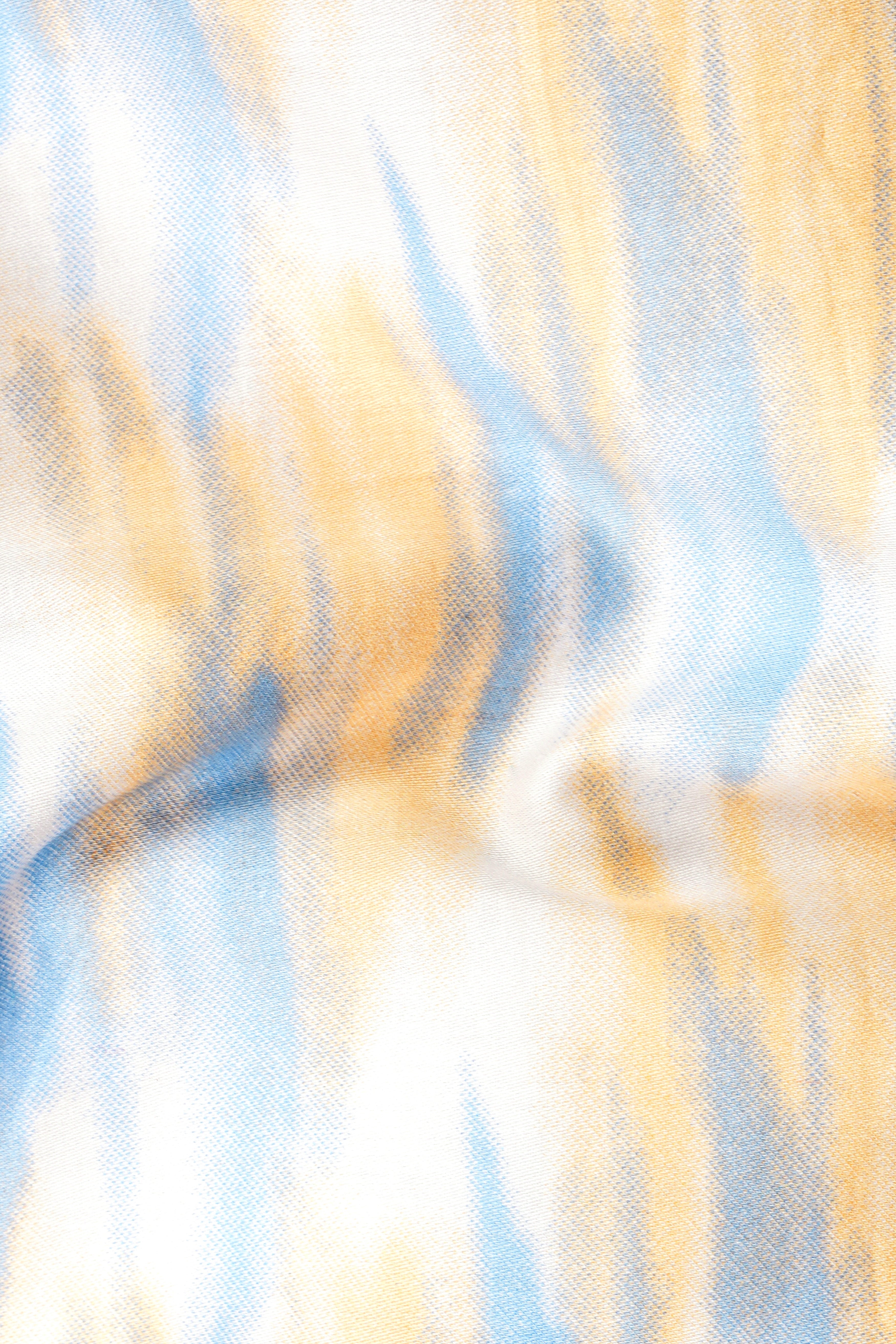 Marzipan Orange with Glacier Blue and White Abstract Printed Super Soft Premium Cotton Shirt