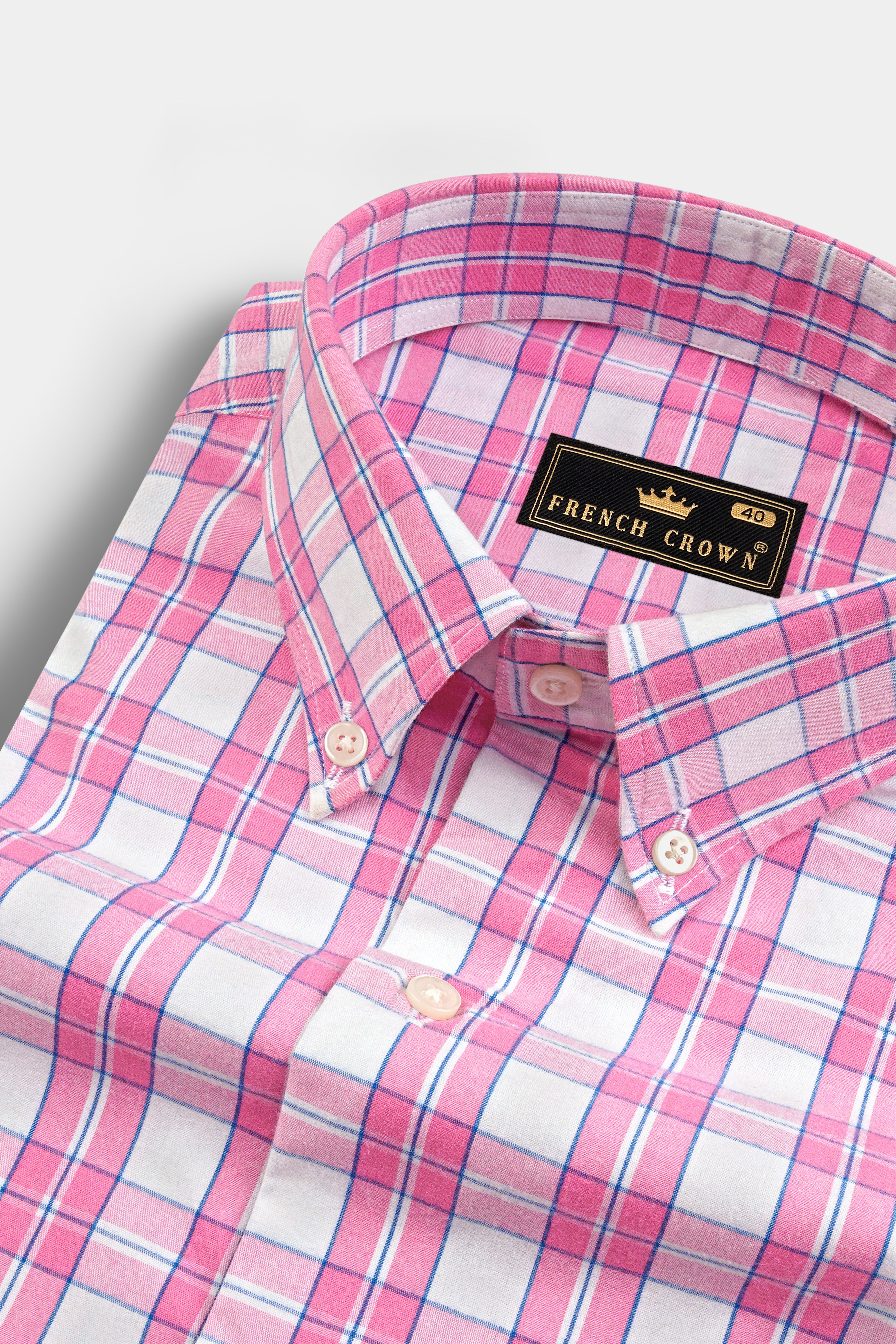 Thulian Pink and White Plaid Poplin Giza Cotton Shirt 12779-BD-38, 12779-BD-H-38, 12779-BD-39, 12779-BD-H-39, 12779-BD-40, 12779-BD-H-40, 12779-BD-42, 12779-BD-H-42, 12779-BD-44, 12779-BD-H-44, 12779-BD-46, 12779-BD-H-46, 12779-BD-48, 12779-BD-H-48, 12779-BD-50, 12779-BD-H-50, 12779-BD-52, 12779-BD-H-52