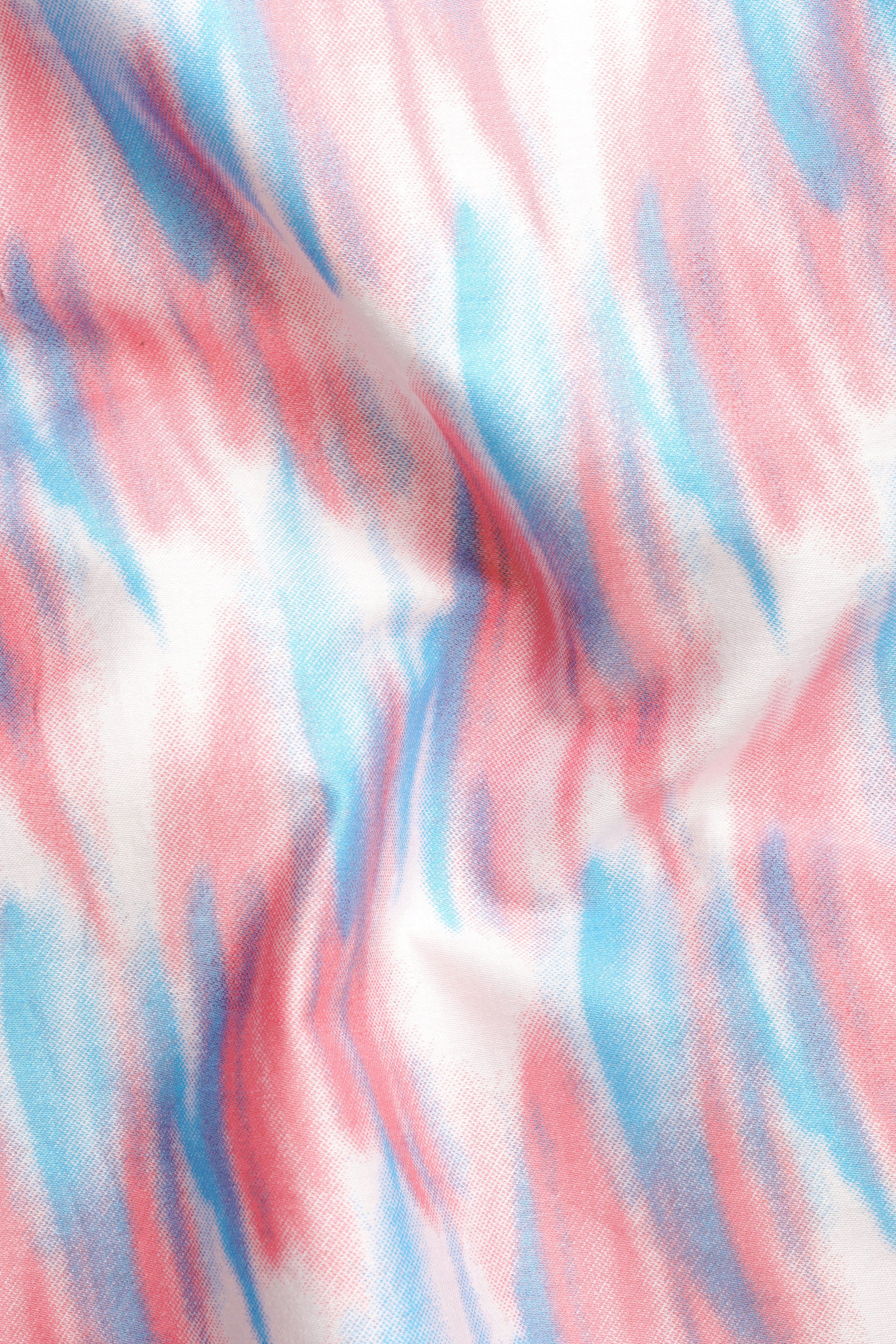 Thulian Pink and Hippie Blue with white abstract Printed Super Soft Premium Cotton Shirt
