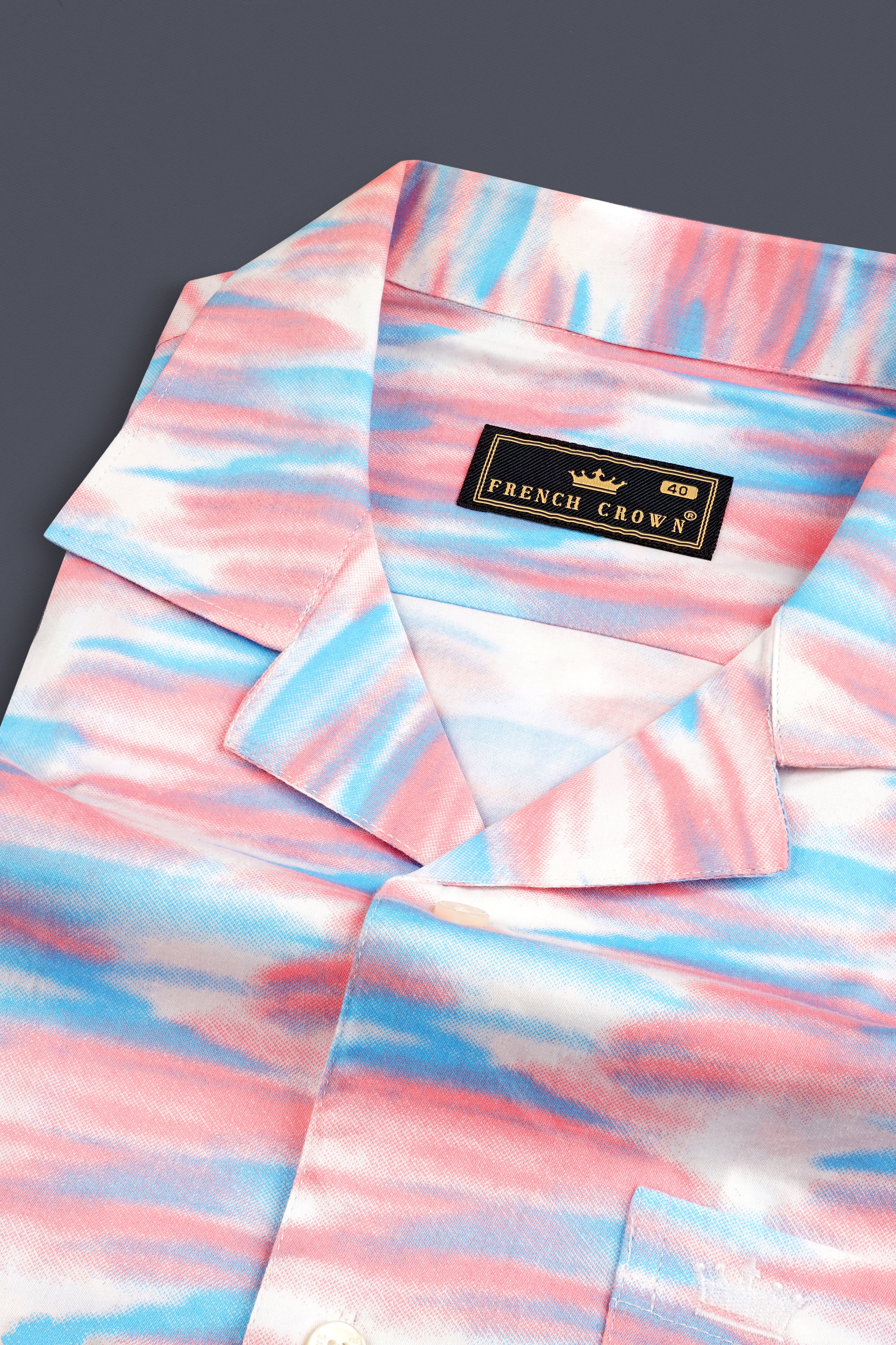 Thulian Pink and Hippie Blue with white abstract Printed Super Soft Premium Cotton Shirt