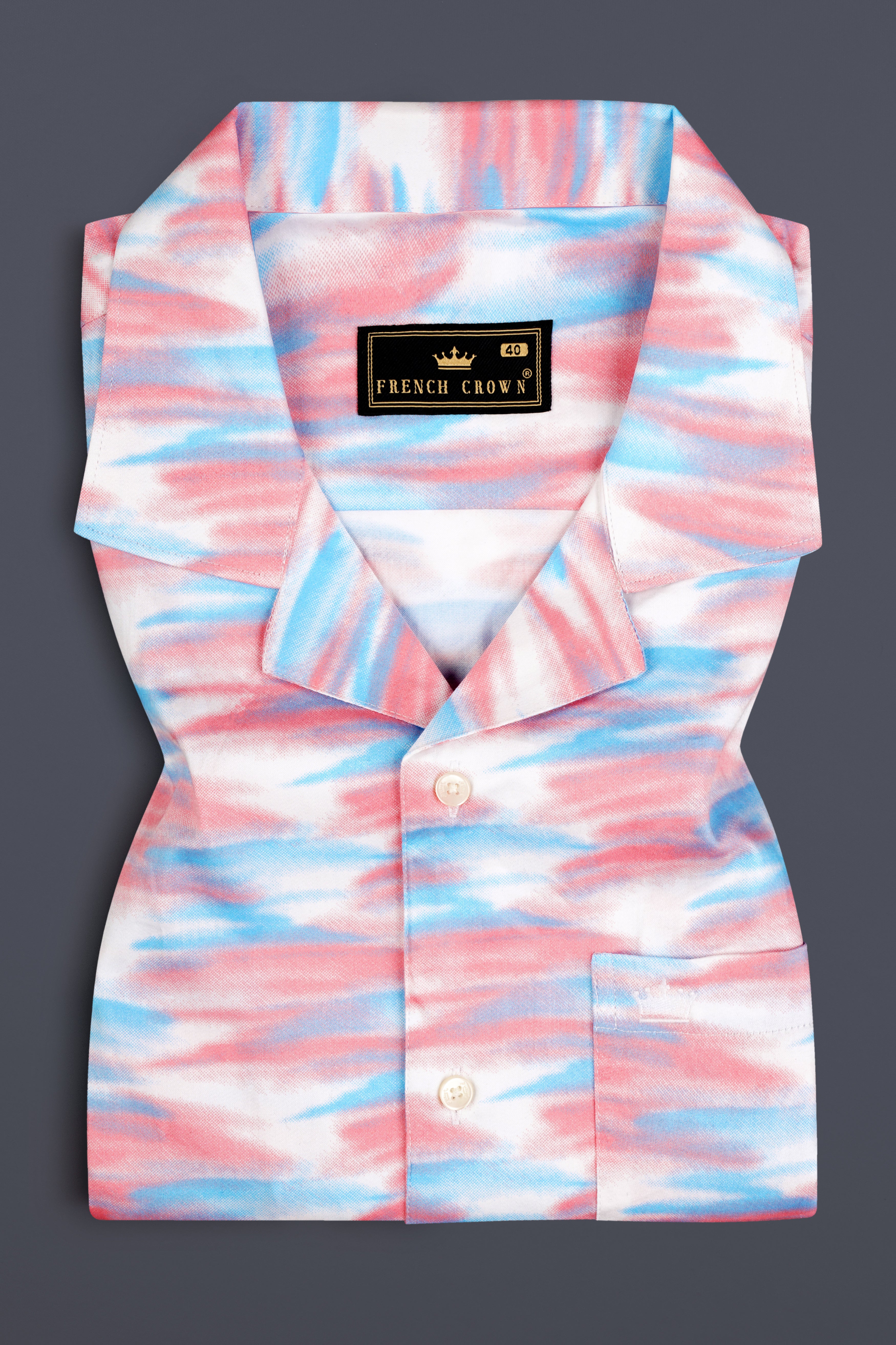 Thulian Pink and Hippie Blue with white abstract Printed Super Soft Premium Cotton Shirt