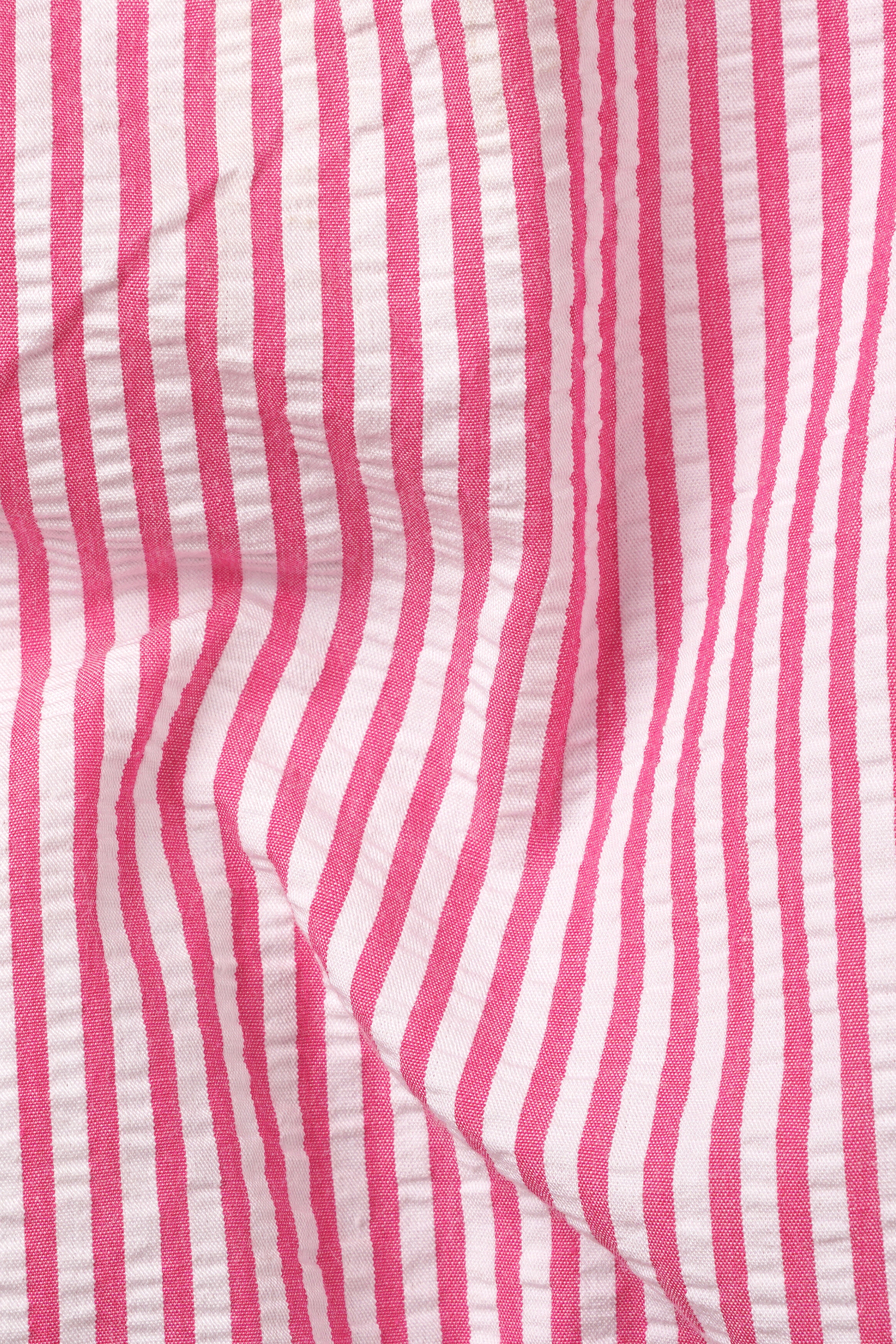 Raspberry Pink with Vista White Striped Seersucker Giza Cotton Kurta Shirt 12784-KS-38, 12784-KS-H-38, 12784-KS-39, 12784-KS-H-39, 12784-KS-40, 12784-KS-H-40, 12784-KS-42, 12784-KS-H-42, 12784-KS-44, 12784-KS-H-44, 12784-KS-46, 12784-KS-H-46, 12784-KS-48, 12784-KS-H-48, 12784-KS-50, 12784-KS-H-50, 12784-KS-52, 12784-KS-H-52