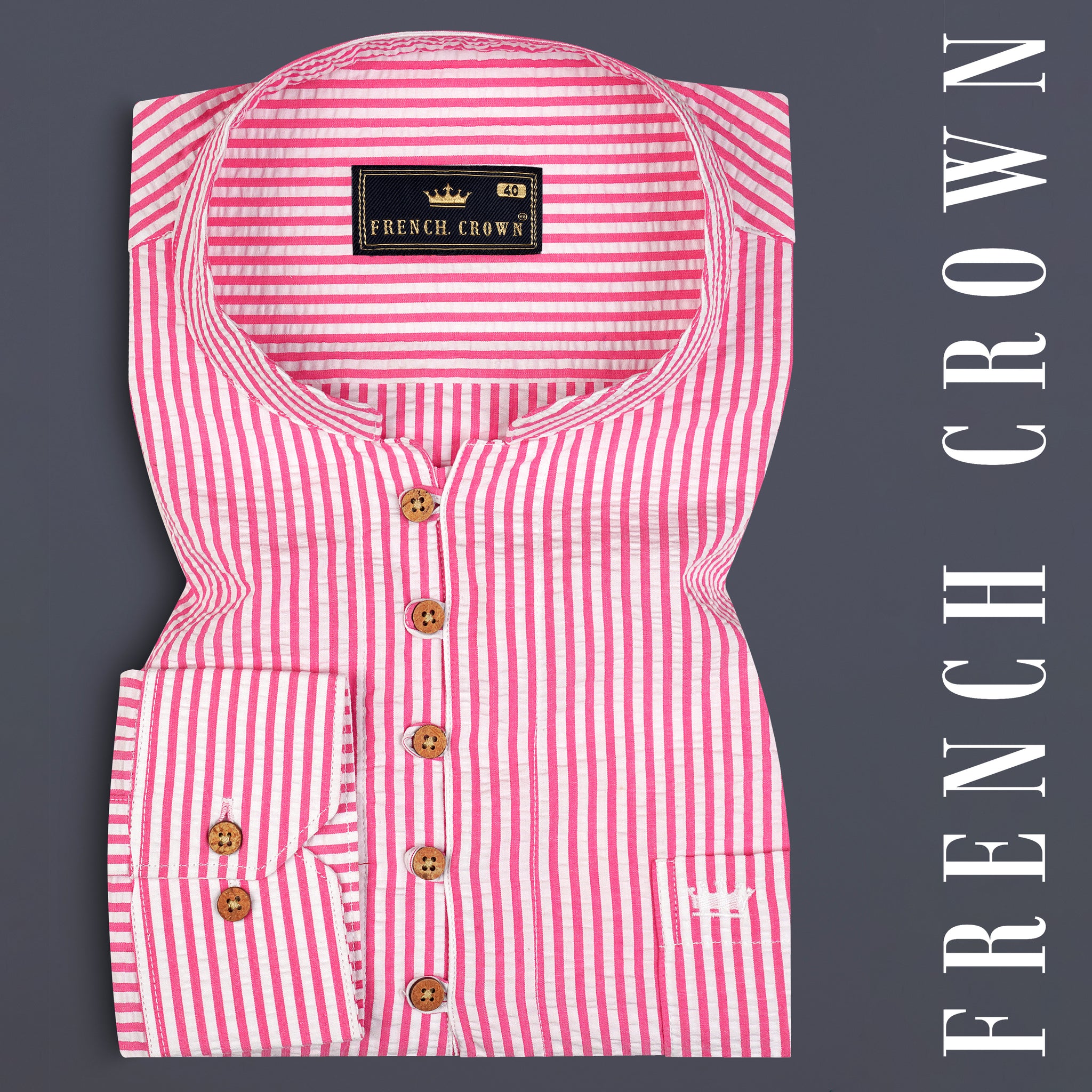 The OVERSIZED shirt- pink stripes with mughal buta