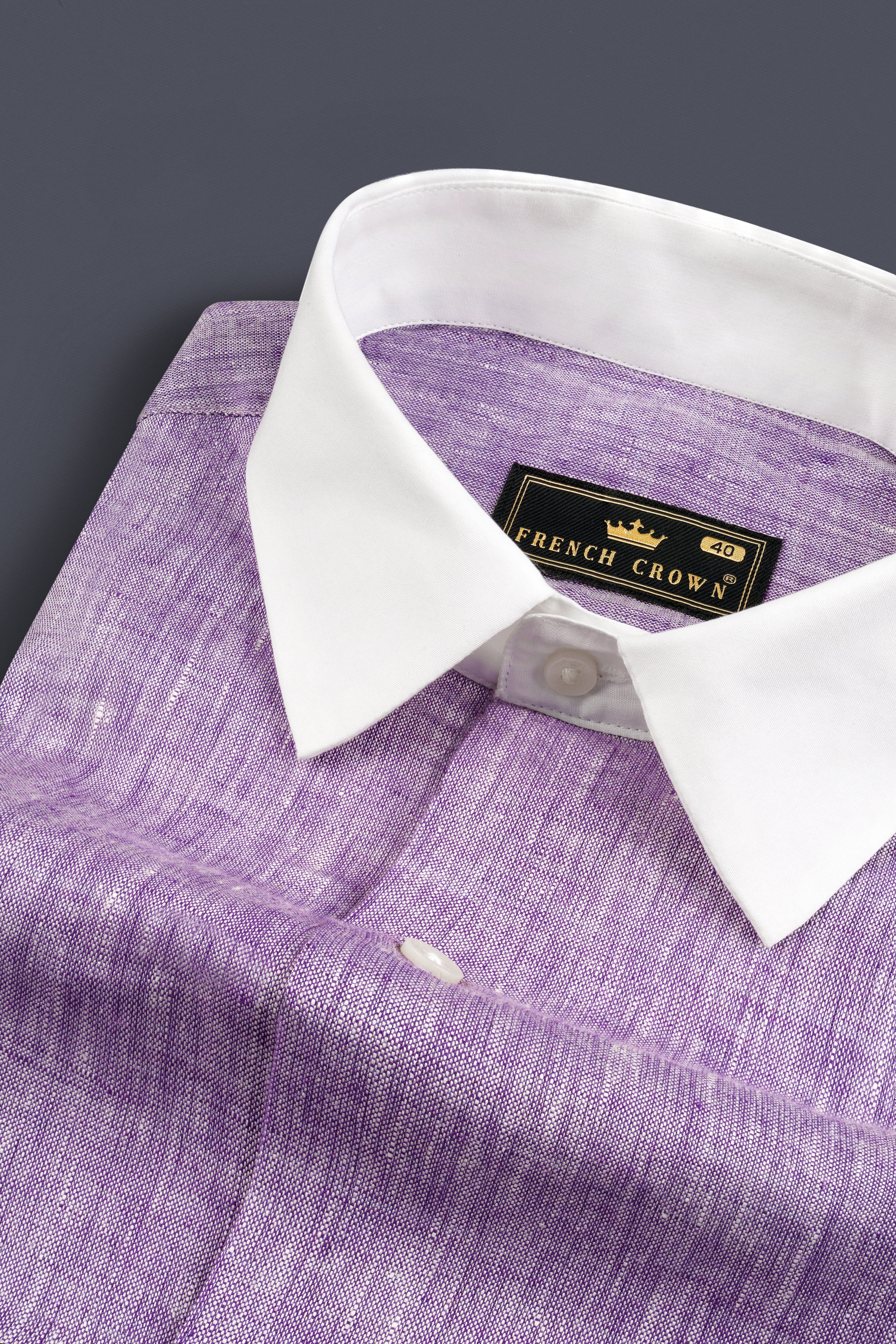 Mobster Purple With White Cuffs Collar Luxurious Linen Shirt 12792-WCC-38, 12792-WCC-H-38, 12792-WCC-39, 12792-WCC-H-39, 12792-WCC-40, 12792-WCC-H-40, 12792-WCC-42, 12792-WCC-H-42, 12792-WCC-44, 12792-WCC-H-44, 12792-WCC-46, 12792-WCC-H-46, 12792-WCC-48, 12792-WCC-H-48, 12792-WCC-50, 12792-WCC-H-50, 12792-WCC-52, 12792-WCC-H-52