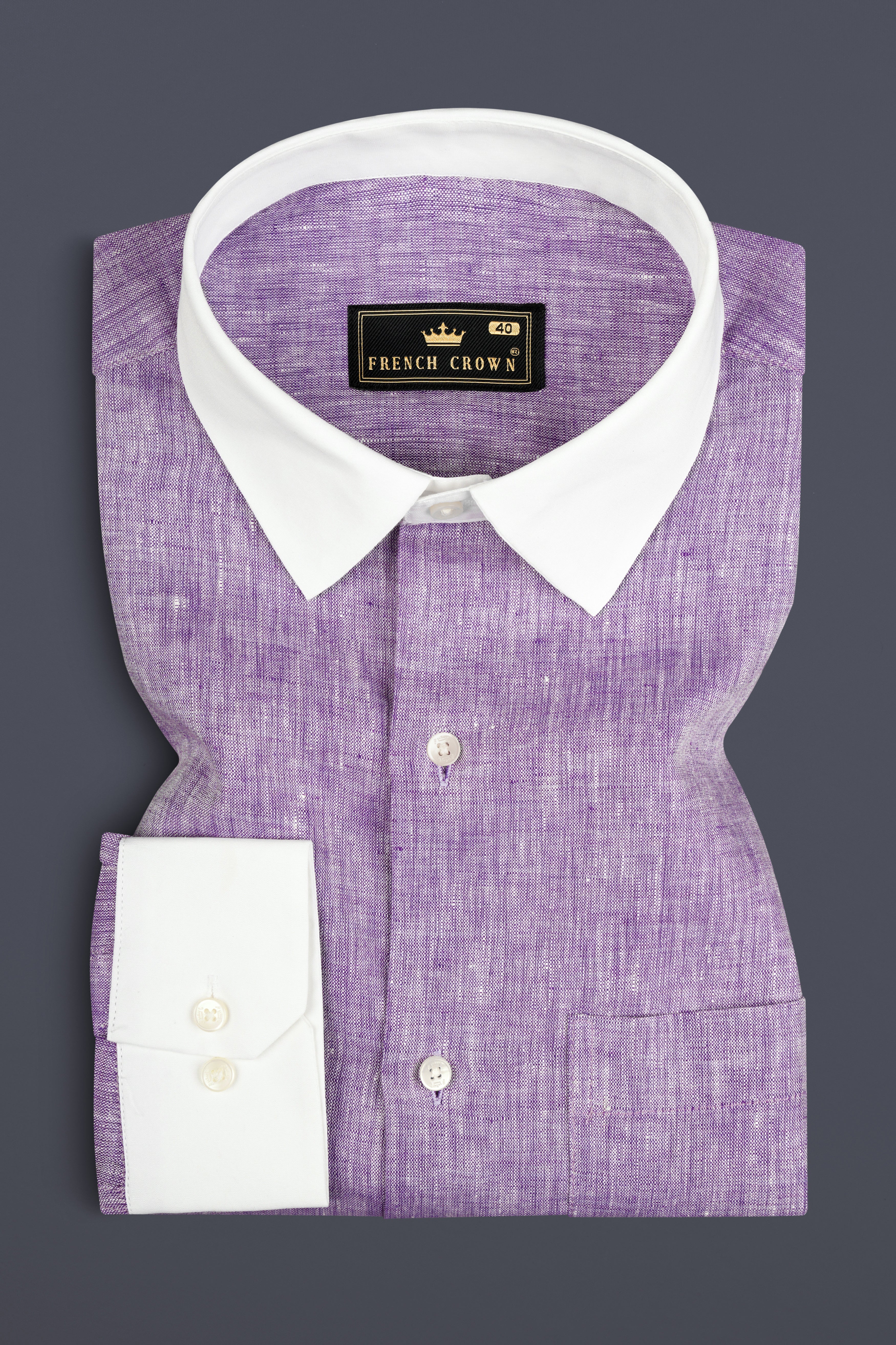 Mobster Purple With White Cuffs Collar Luxurious Linen Shirt 12792-WCC-38, 12792-WCC-H-38, 12792-WCC-39, 12792-WCC-H-39, 12792-WCC-40, 12792-WCC-H-40, 12792-WCC-42, 12792-WCC-H-42, 12792-WCC-44, 12792-WCC-H-44, 12792-WCC-46, 12792-WCC-H-46, 12792-WCC-48, 12792-WCC-H-48, 12792-WCC-50, 12792-WCC-H-50, 12792-WCC-52, 12792-WCC-H-52