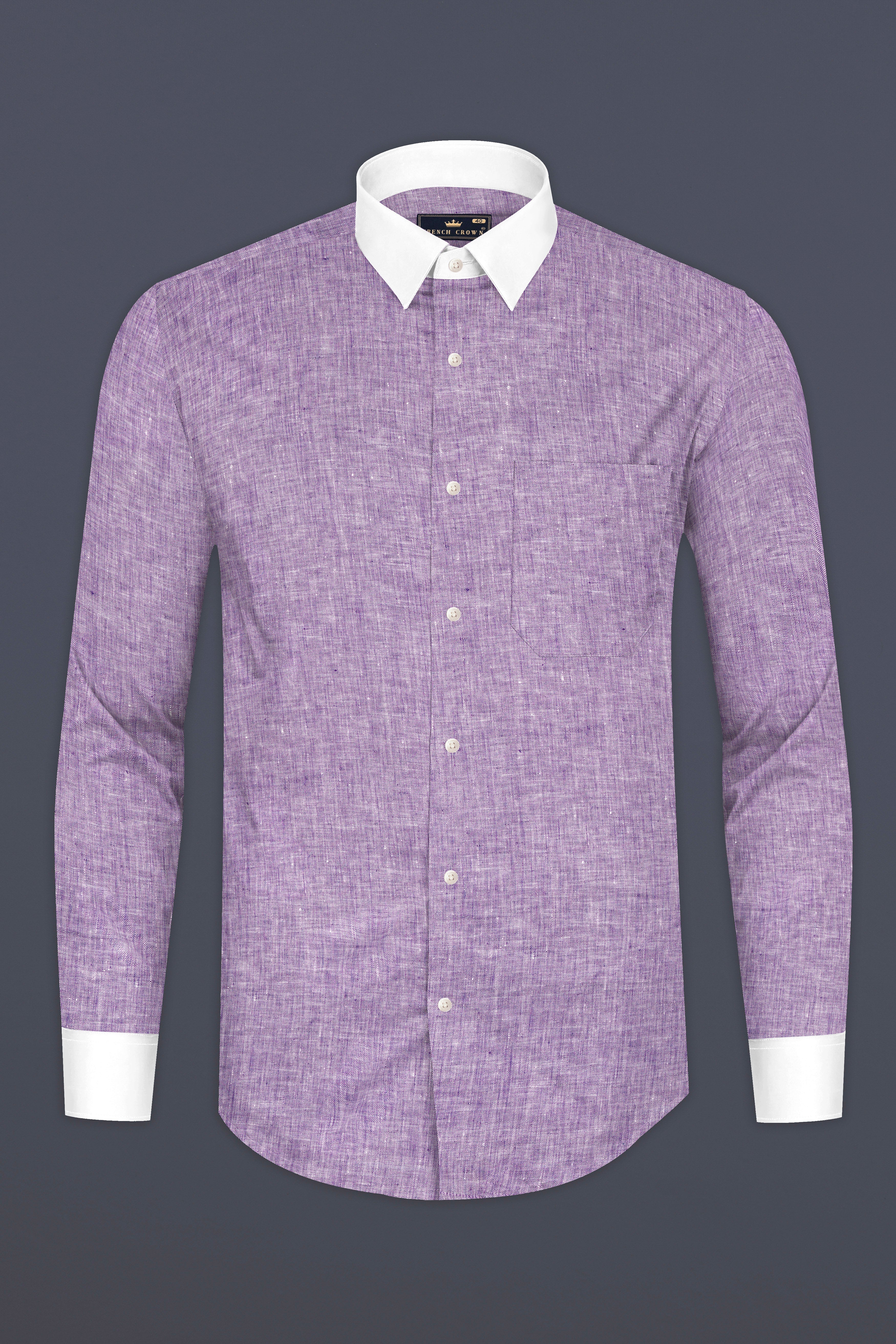 Mobster Purple With White Cuffs Collar Luxurious Linen Shirt 12792-WCC-38, 12792-WCC-H-38, 12792-WCC-39, 12792-WCC-H-39, 12792-WCC-40, 12792-WCC-H-40, 12792-WCC-42, 12792-WCC-H-42, 12792-WCC-44, 12792-WCC-H-44, 12792-WCC-46, 12792-WCC-H-46, 12792-WCC-48, 12792-WCC-H-48, 12792-WCC-50, 12792-WCC-H-50, 12792-WCC-52, 12792-WCC-H-52