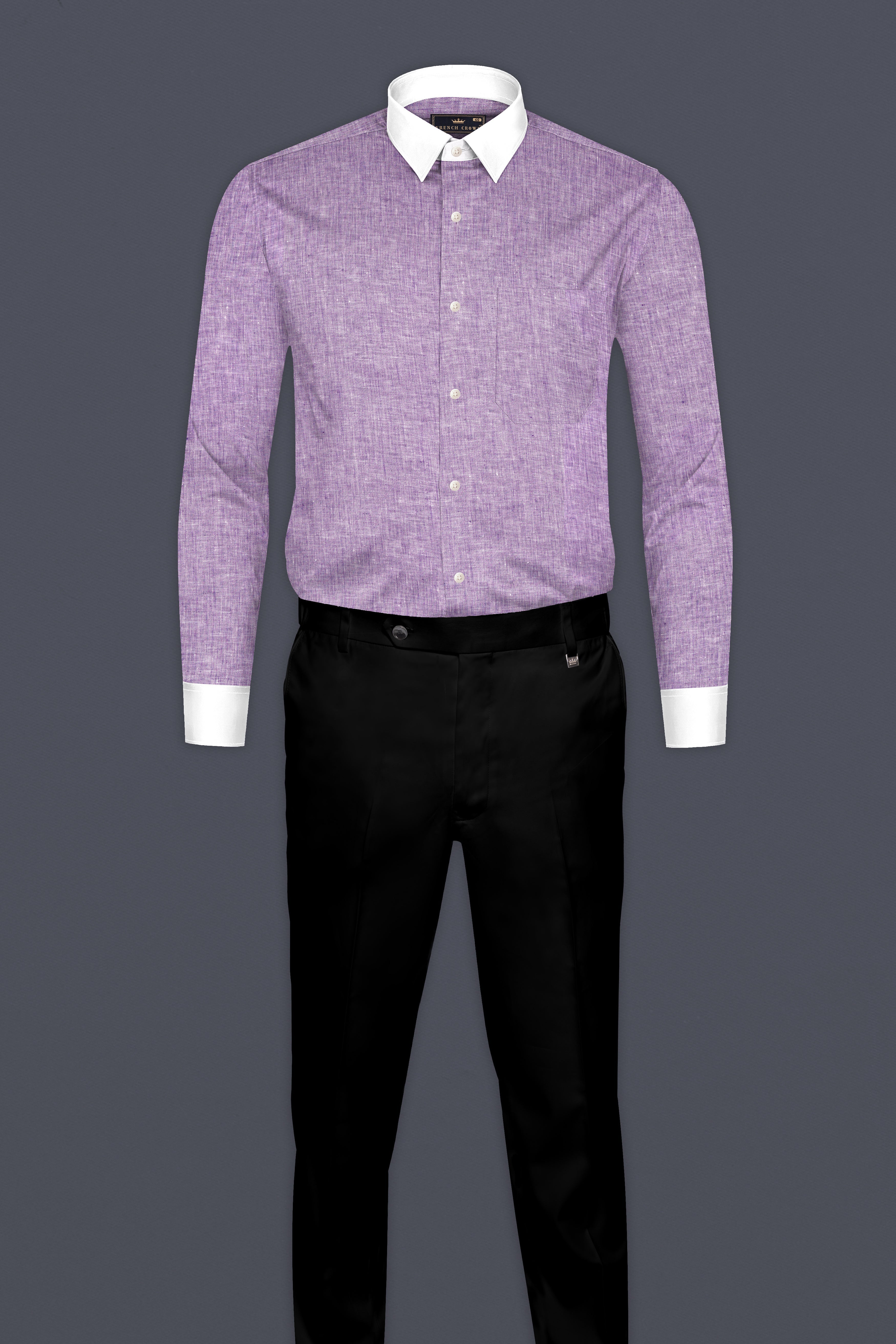 Mobster Purple With White Cuffs Collar Luxurious Linen Shirt 12792-WCC-38, 12792-WCC-H-38, 12792-WCC-39, 12792-WCC-H-39, 12792-WCC-40, 12792-WCC-H-40, 12792-WCC-42, 12792-WCC-H-42, 12792-WCC-44, 12792-WCC-H-44, 12792-WCC-46, 12792-WCC-H-46, 12792-WCC-48, 12792-WCC-H-48, 12792-WCC-50, 12792-WCC-H-50, 12792-WCC-52, 12792-WCC-H-52
