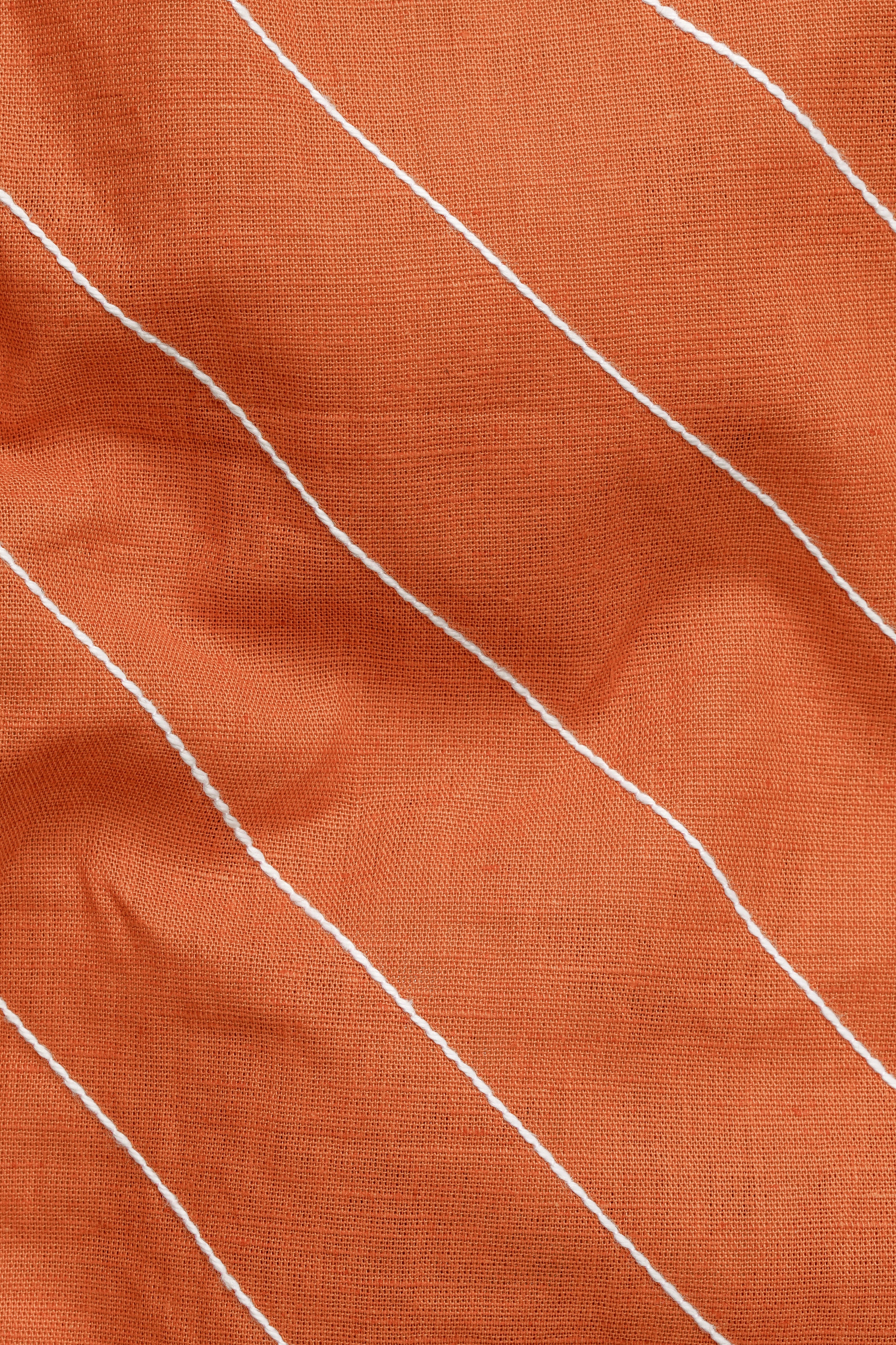 Sunrise Orange Cross Striped Luxurious Linen Shirt 12803-M-38, 12803-M-H-38, 12803-M-39, 12803-M-H-39, 12803-M-40, 12803-M-H-40, 12803-M-42, 12803-M-H-42, 12803-M-44, 12803-M-H-44, 12803-M-46, 12803-M-H-46, 12803-M-48, 12803-M-H-48, 12803-M-50, 12803-M-H-50, 12803-M-52, 12803-M-H-52