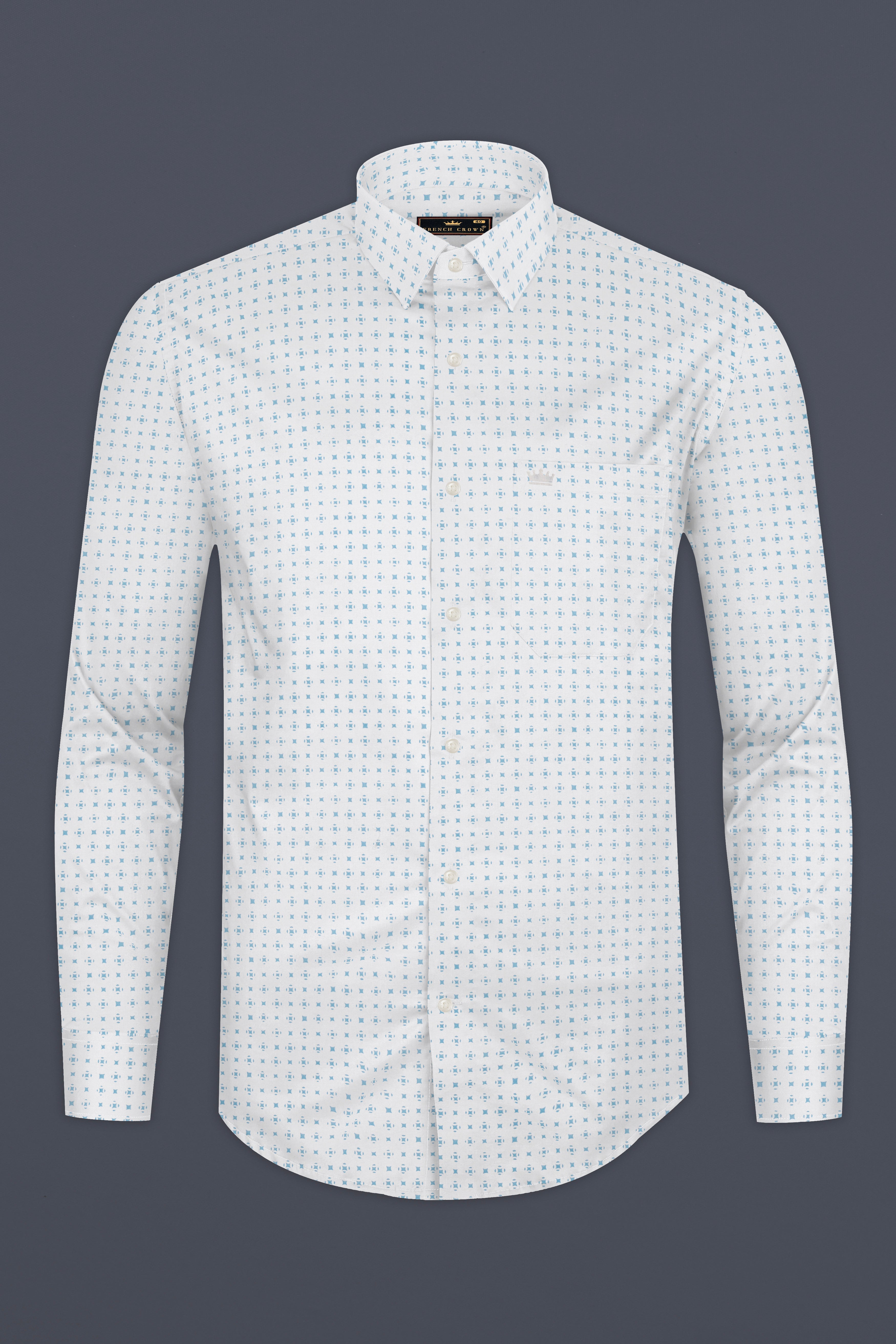 Bright White And Glacier Blue Printed Super Soft Premium Cotton Shirt 12826-38, 12826-H-38, 12826-39, 12826-H-39, 12826-40, 12826-H-40, 12826-42, 12826-H-42, 12826-44, 12826-H-44, 12826-46, 12826-H-46, 12826-48, 12826-H-48, 12826-50, 12826-H-50, 12826-52, 12826-H-52