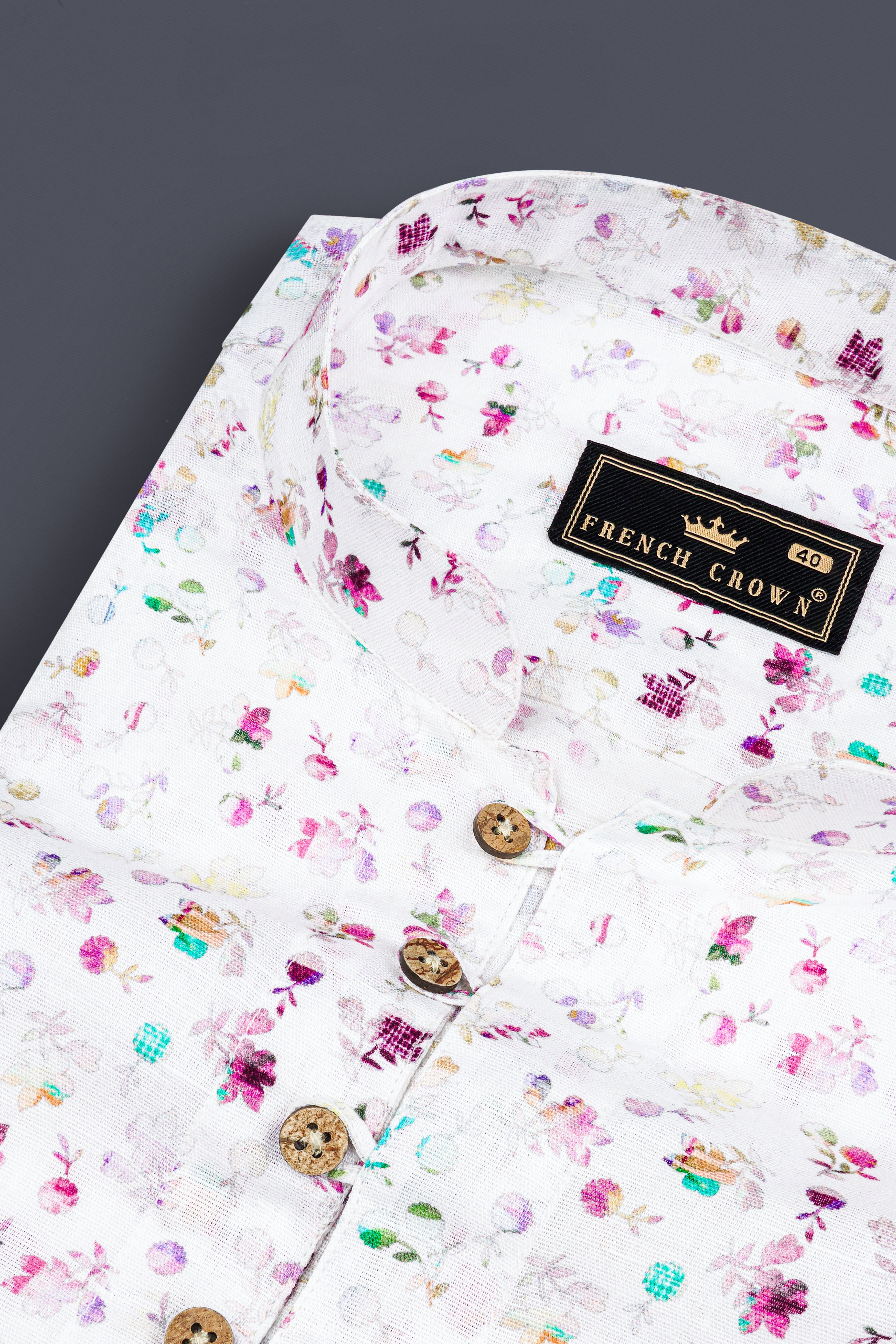 Bright White With Jazzberry Purple Floral Printed Luxurious Linen Kurta Shirt 12849-KS-38, 12849-KS-H-38, 12849-KS-39, 12849-KS-H-39, 12849-KS-40, 12849-KS-H-40, 12849-KS-42, 12849-KS-H-42, 12849-KS-44, 12849-KS-H-44, 12849-KS-46, 12849-KS-H-46, 12849-KS-48, 12849-KS-H-48, 12849-KS-50, 12849-KS-H-50, 12849-KS-52, 12849-KS-H-52