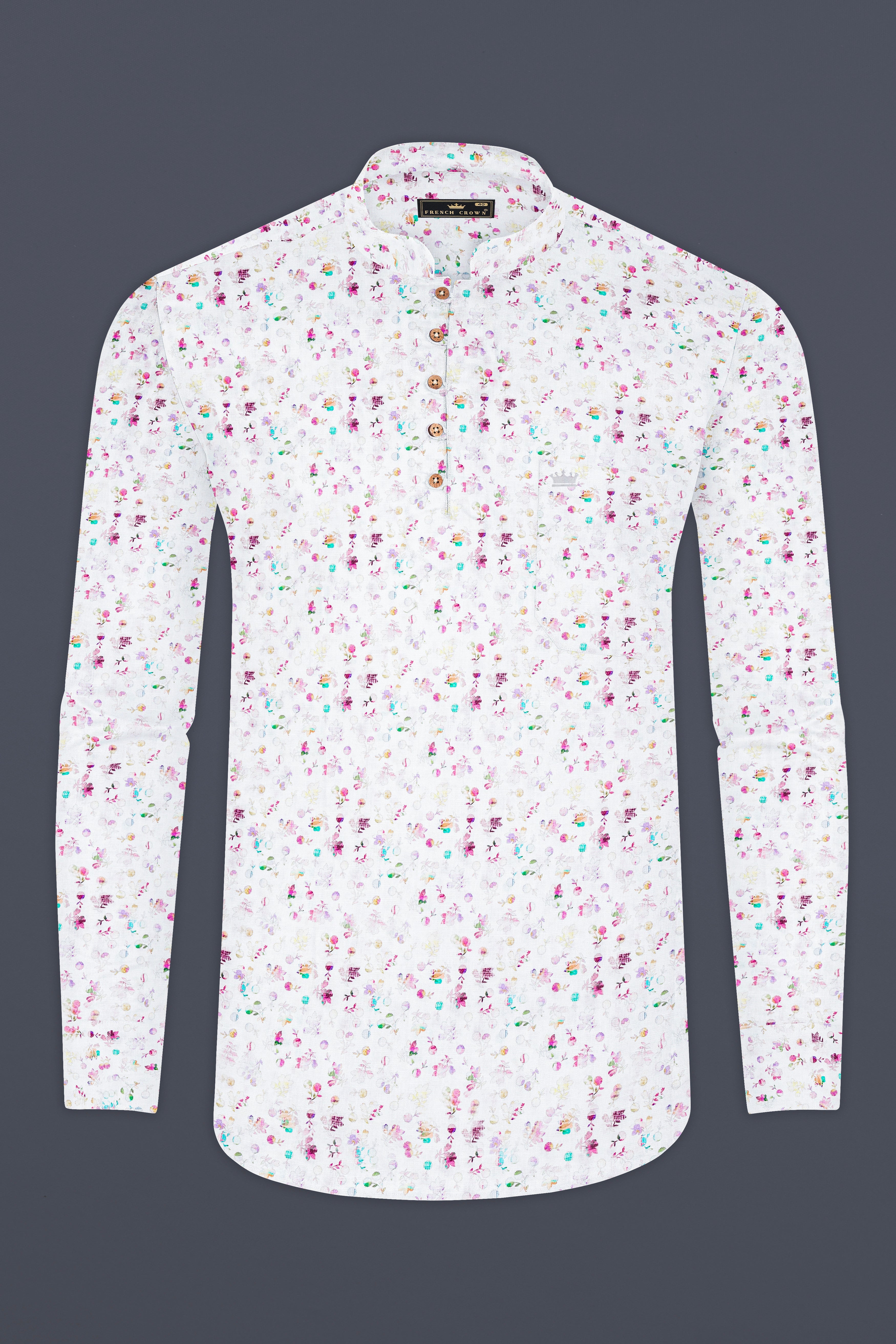 Bright White With Jazzberry Purple Floral Printed Luxurious Linen Kurta Shirt 12849-KS-38, 12849-KS-H-38, 12849-KS-39, 12849-KS-H-39, 12849-KS-40, 12849-KS-H-40, 12849-KS-42, 12849-KS-H-42, 12849-KS-44, 12849-KS-H-44, 12849-KS-46, 12849-KS-H-46, 12849-KS-48, 12849-KS-H-48, 12849-KS-50, 12849-KS-H-50, 12849-KS-52, 12849-KS-H-52