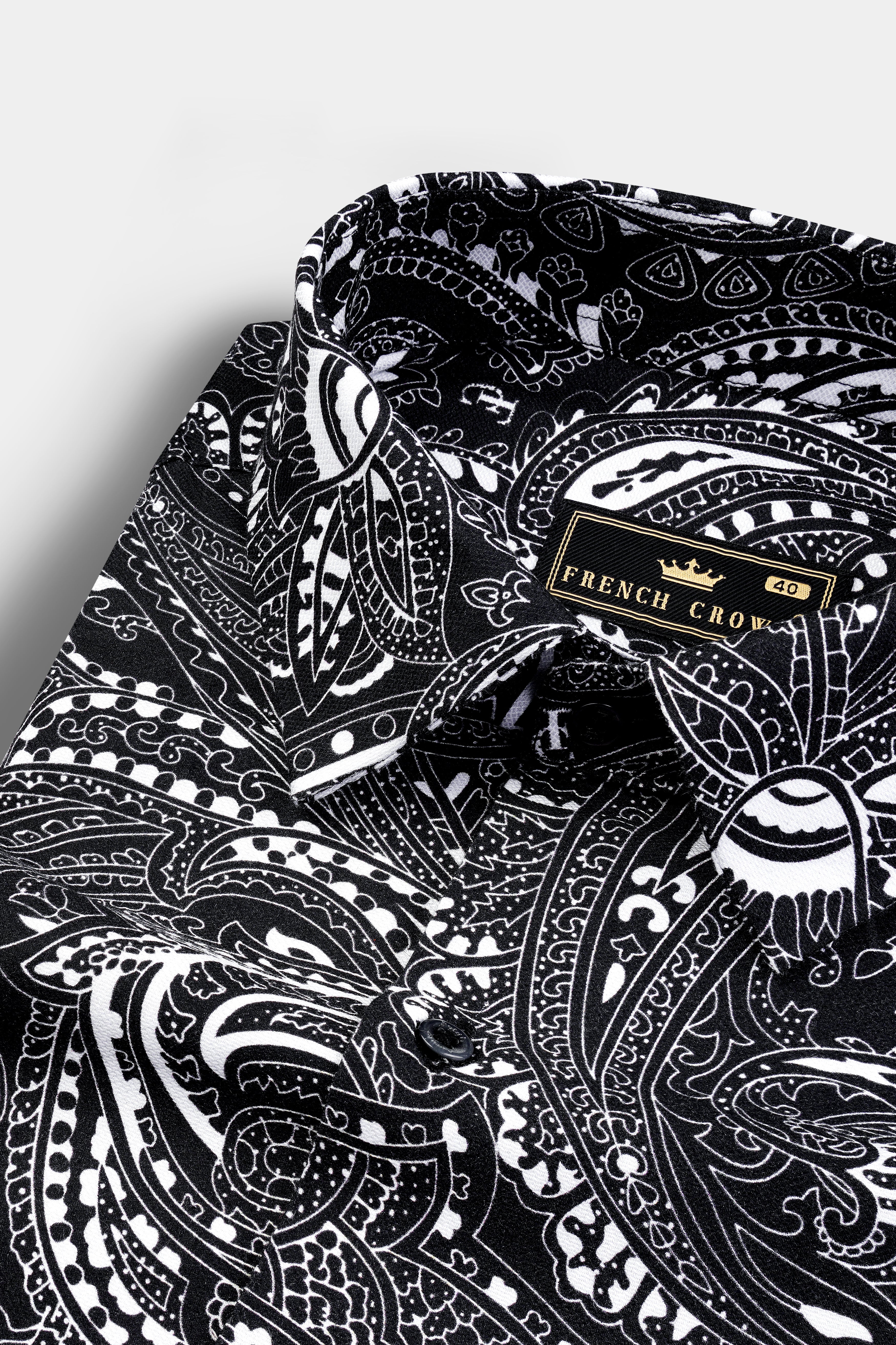 Jade Black Paisley Printed Super Soft Premium Cotton Shirt 12870-BLK-38, 12870-BLK-H-38, 12870-BLK-39, 12870-BLK-H-39, 12870-BLK-40, 12870-BLK-H-40, 12870-BLK-42, 12870-BLK-H-42, 12870-BLK-44, 12870-BLK-H-44, 12870-BLK-46, 12870-BLK-H-46, 12870-BLK-48, 12870-BLK-H-48, 12870-BLK-50, 12870-BLK-H-50, 12870-BLK-52, 12870-BLK-H-52