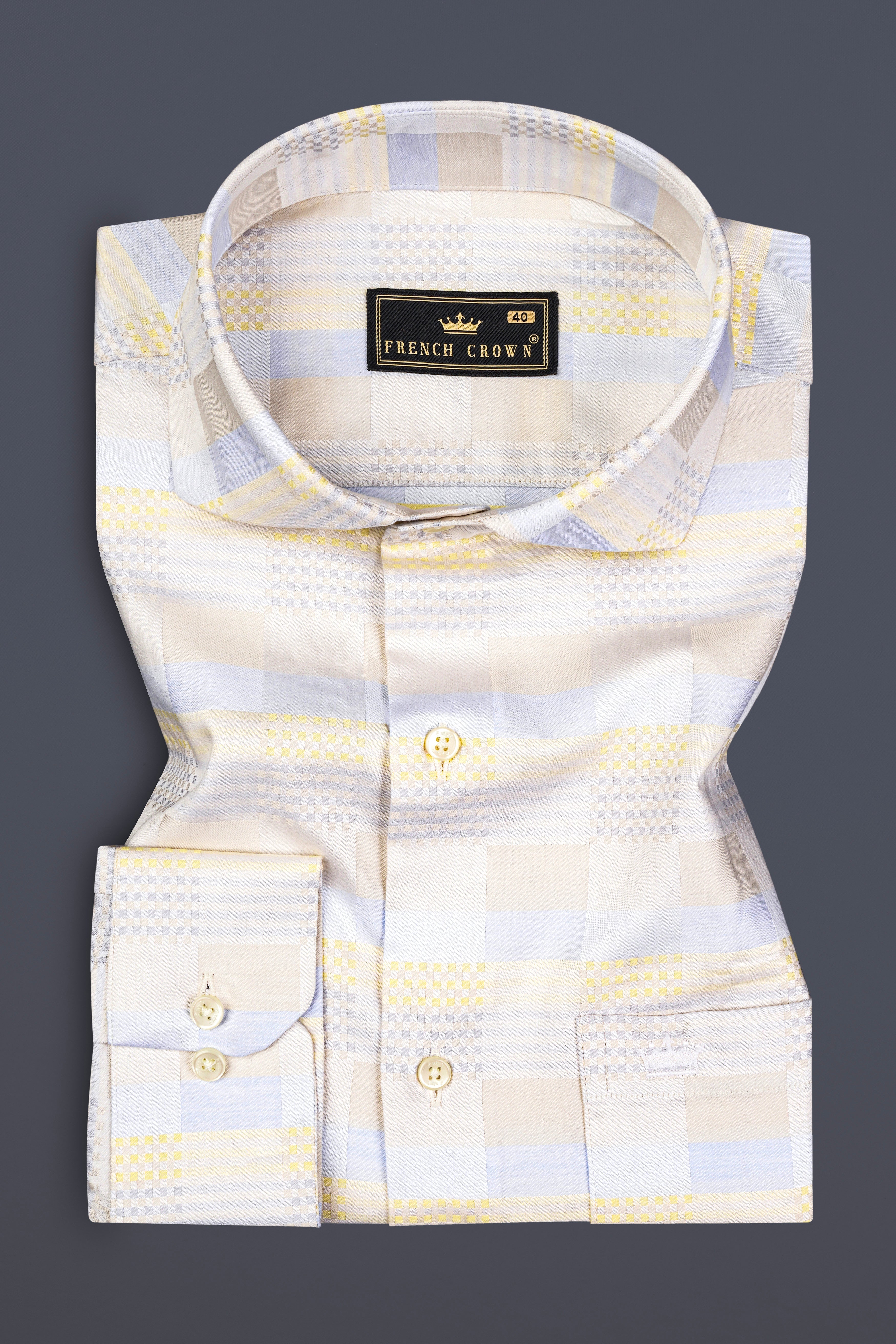 Merino Cream with Pigeon Blue Jacquard Textured Printed Premium Cotton Shirt 12872-CA-38, 12872-CA-H-38, 12872-CA-39, 12872-CA-H-39, 12872-CA-40, 12872-CA-H-40, 12872-CA-42, 12872-CA-H-42, 12872-CA-44, 12872-CA-H-44, 12872-CA-46, 12872-CA-H-46, 12872-CA-48, 12872-CA-H-48, 12872-CA-50, 12872-CA-H-50, 12872-CA-52, 12872-CA-H-52
