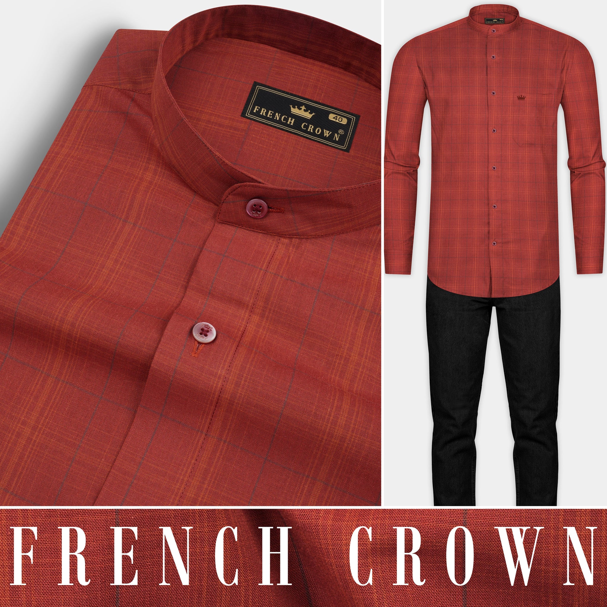 Tartan Orange Plaid Men's Short Sleeve Shirt