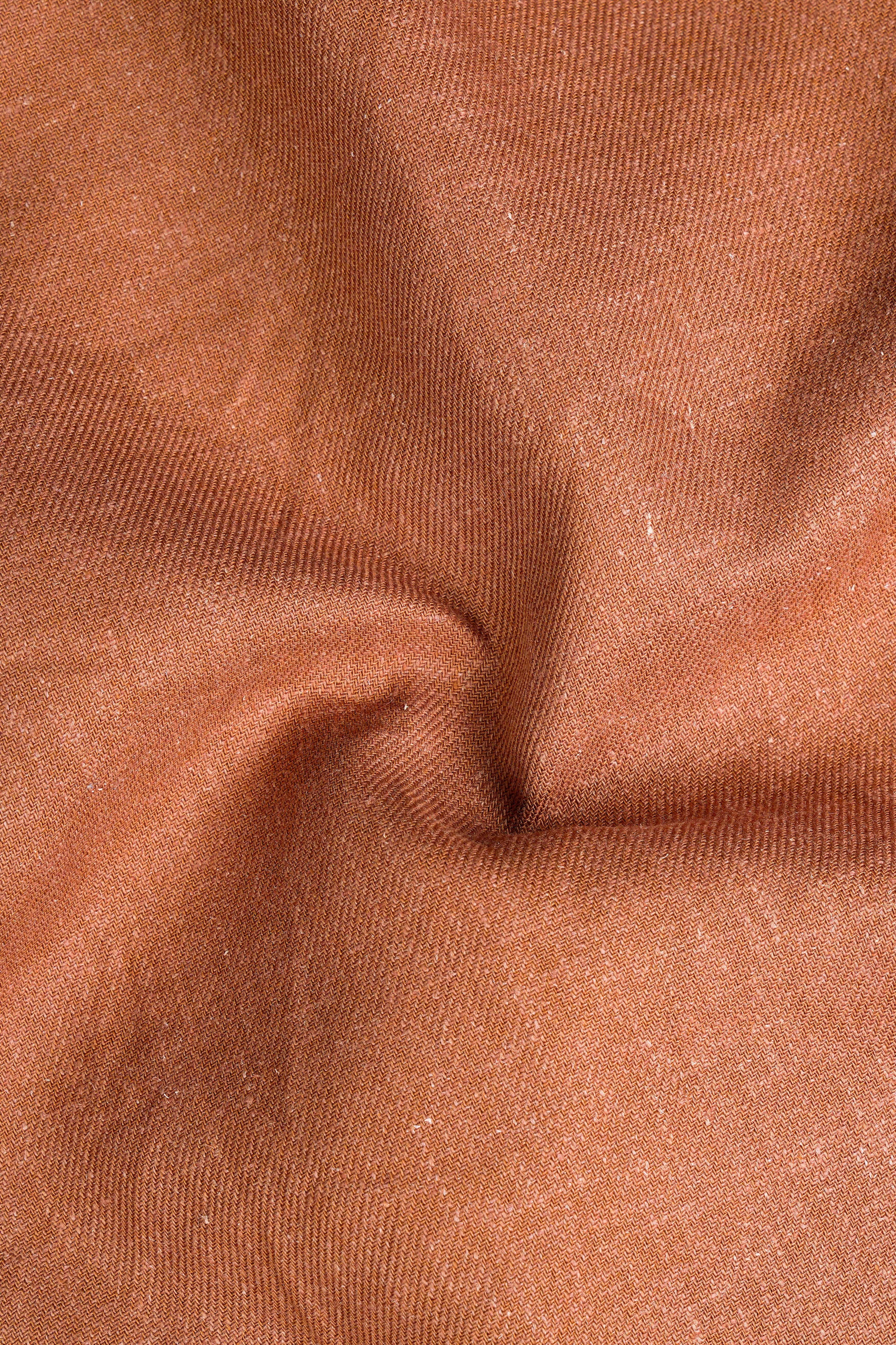 Sienna Orange Solid Textured Luxurious Linen Designer Overshirt/Shacket