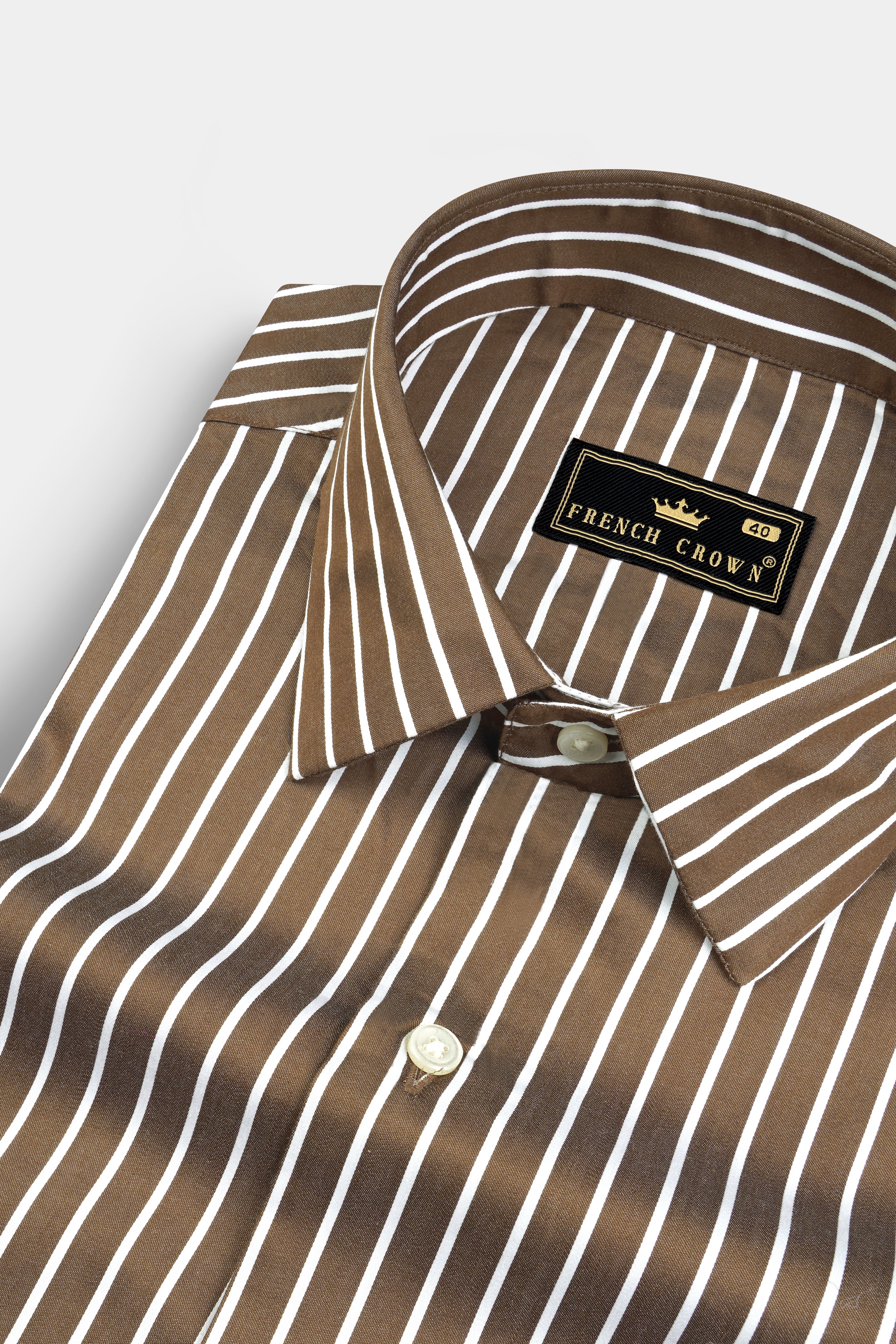 Kabul Brown Striped Twill Premium Cotton Shirt 12976-38, 12976-H-38, 12976-39, 12976-H-39, 12976-40, 12976-H-40, 12976-42, 12976-H-42, 12976-44, 12976-H-44, 12976-46, 12976-H-46, 12976-48, 12976-H-48, 12976-50, 12976-H-50, 12976-52, 12976-H-52