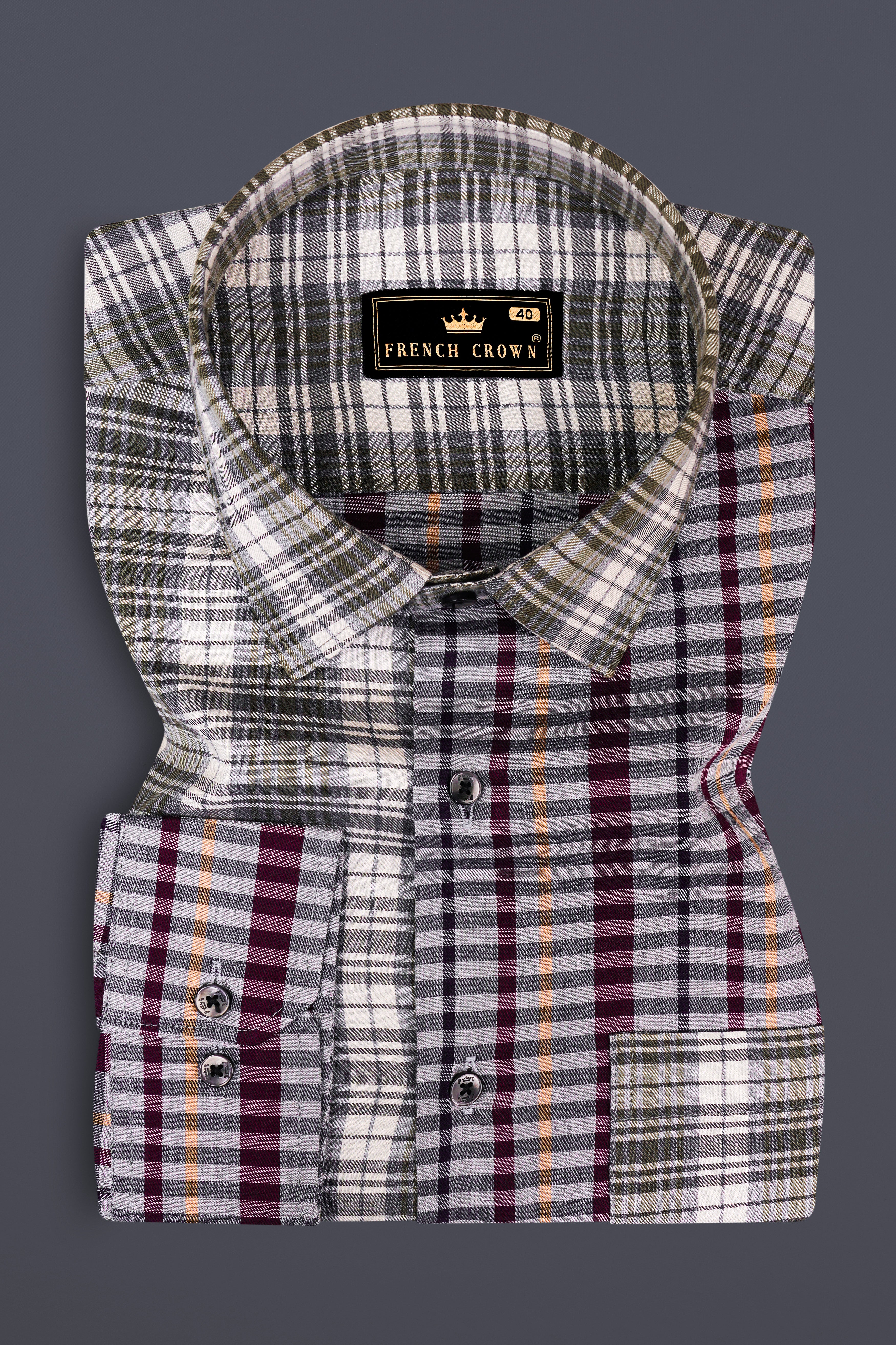 Smokey Gray And Castro Maroon Multi Color Plaid Twill Premium Cotton Designer Shirt 13077-BLK-P566-38, 13077-BLK-P566-H-38, 13077-BLK-P566-39, 13077-BLK-P566-H-39, 13077-BLK-P566-40, 13077-BLK-P566-H-40, 13077-BLK-P566-42, 13077-BLK-P566-H-42, 13077-BLK-P566-44, 13077-BLK-P566-H-44, 13077-BLK-P566-46, 13077-BLK-P566-H-46, 13077-BLK-P566-48, 13077-BLK-P566-H-48, 13077-BLK-P566-50, 13077-BLK-P566-H-50, 13077-BLK-P566-52, 13077-BLK-P566-H-52