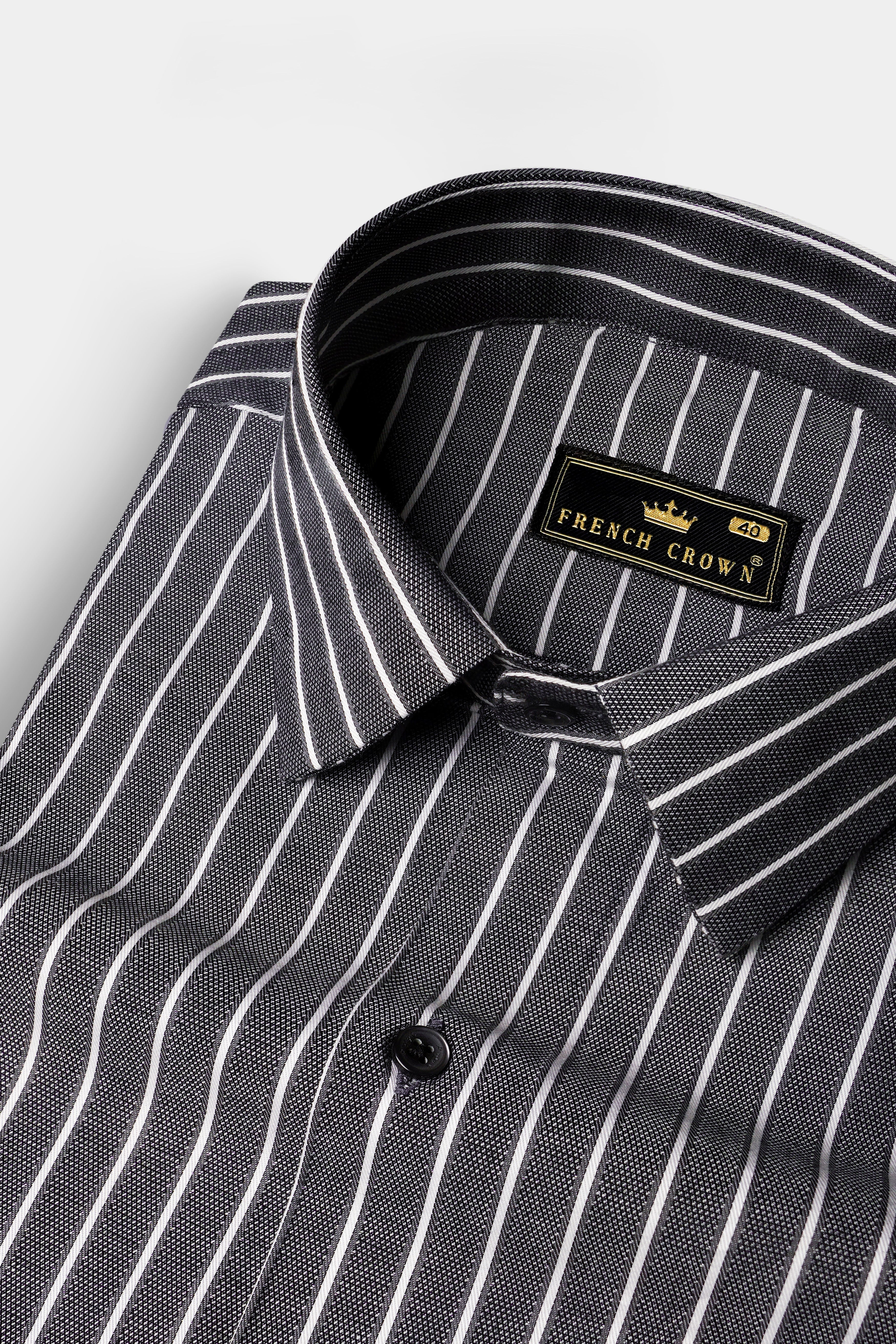 Thunder Gray And Bright White Striped Dobby Textured Premium Giza Cotton Shirt 13078-BLK-38, 13078-BLK-H-38, 13078-BLK-39, 13078-BLK-H-39, 13078-BLK-40, 13078-BLK-H-40, 13078-BLK-42, 13078-BLK-H-42, 13078-BLK-44, 13078-BLK-H-44, 13078-BLK-46, 13078-BLK-H-46, 13078-BLK-48, 13078-BLK-H-48, 13078-BLK-50, 13078-BLK-H-50, 13078-BLK-52, 13078-BLK-H-52