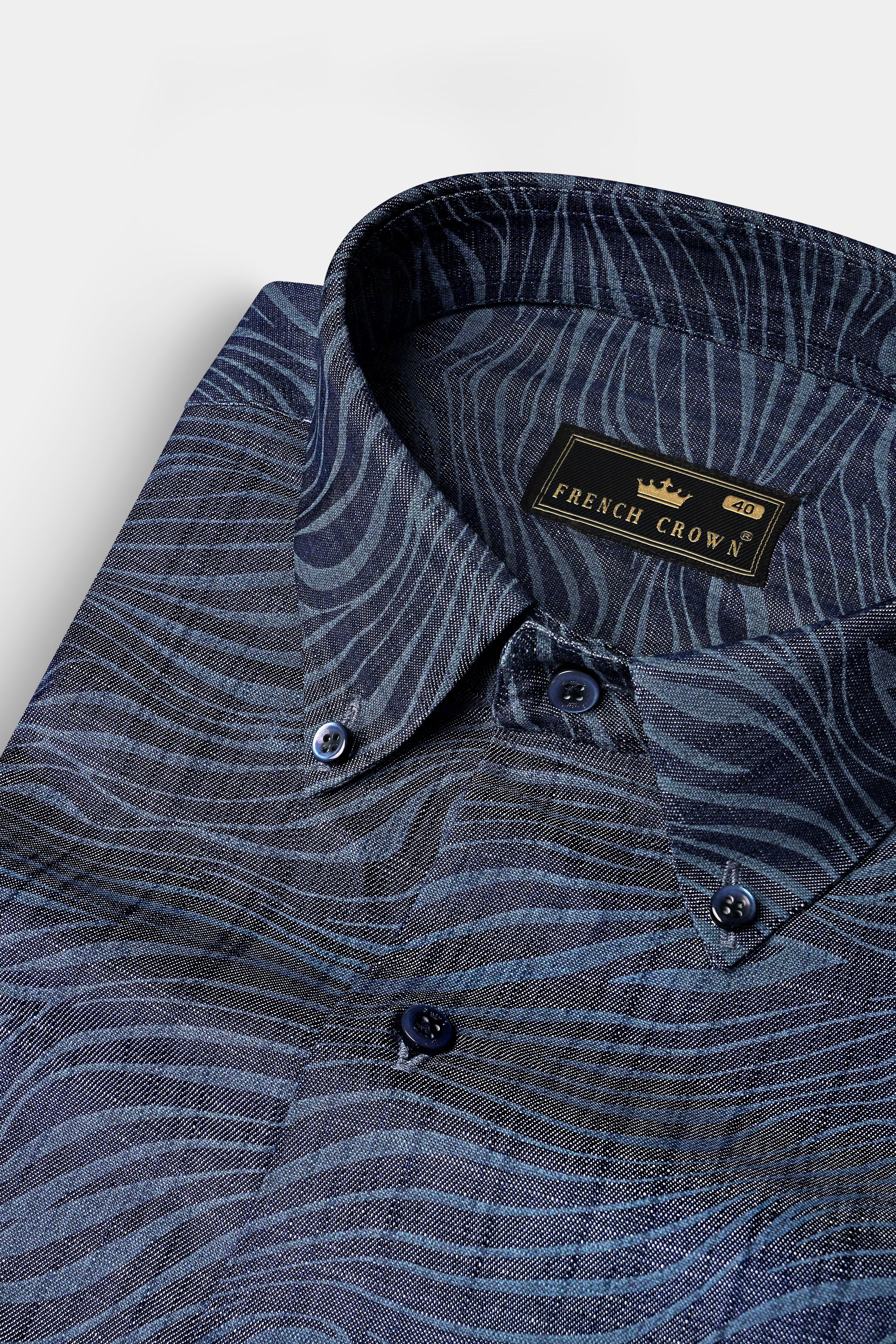 Mirage Blue Printed Chambray Premium Cotton Denim Shirt 13087-BD-BLE-38, 13087-BD-BLE-H-38, 13087-BD-BLE-39, 13087-BD-BLE-H-39, 13087-BD-BLE-40, 13087-BD-BLE-H-40, 13087-BD-BLE-42, 13087-BD-BLE-H-42, 13087-BD-BLE-44, 13087-BD-BLE-H-44, 13087-BD-BLE-46, 13087-BD-BLE-H-46, 13087-BD-BLE-48, 13087-BD-BLE-H-48, 13087-BD-BLE-50, 13087-BD-BLE-H-50, 13087-BD-BLE-52, 13087-BD-BLE-H-52