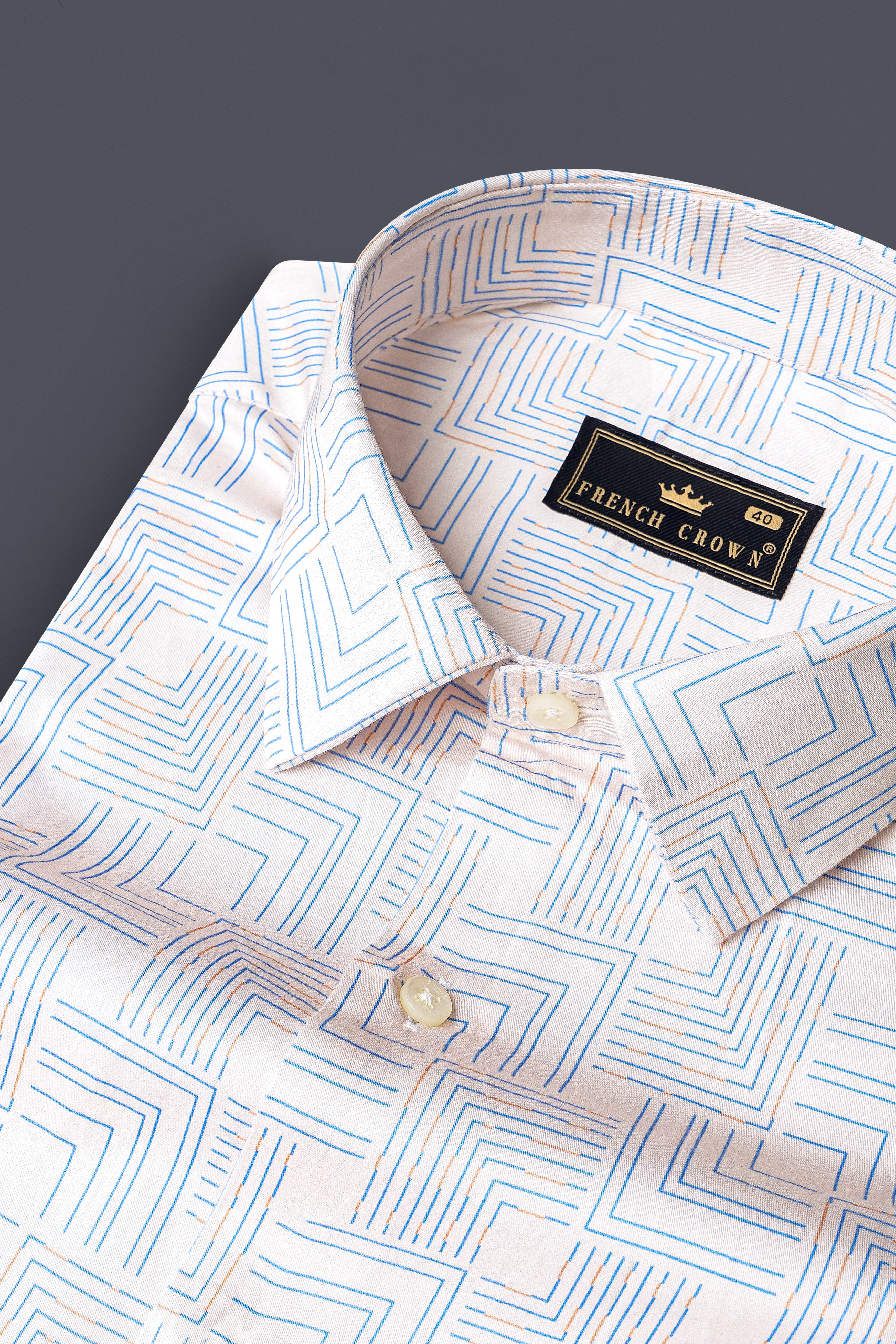 Fantasy Cream Printed Subtle Sheen Super Soft Premium Cotton Shirt 13103-38, 13103-H-38, 13103-39, 13103-H-39, 13103-40, 13103-H-40, 13103-42, 13103-H-42, 13103-44, 13103-H-44, 13103-46, 13103-H-46, 13103-48, 13103-H-48, 13103-50, 13103-H-50, 13103-52, 13103-H-52