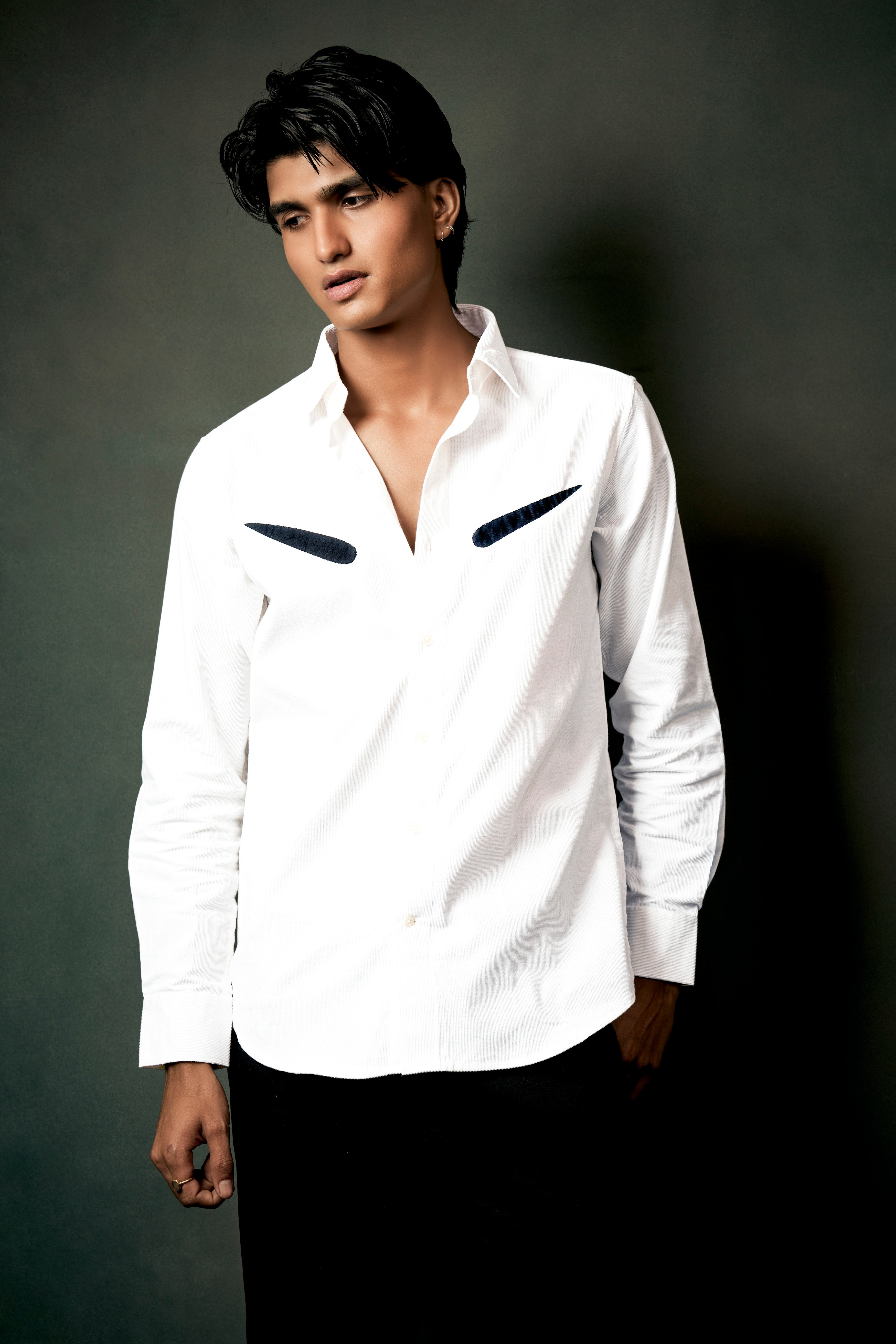 Bright White Textured with Patchwork Corduroy Designer Shirt 13106-P438-38, 13106-P438-H-38, 13106-P438-39, 13106-P438-H-39, 13106-P438-40, 13106-P438-H-40, 13106-P438-42, 13106-P438-H-42, 13106-P438-44, 13106-P438-H-44, 13106-P438-46, 13106-P438-H-46, 13106-P438-48, 13106-P438-H-48, 13106-P438-50, 13106-P438-H-50, 13106-P438-52, 13106-P438-H-52