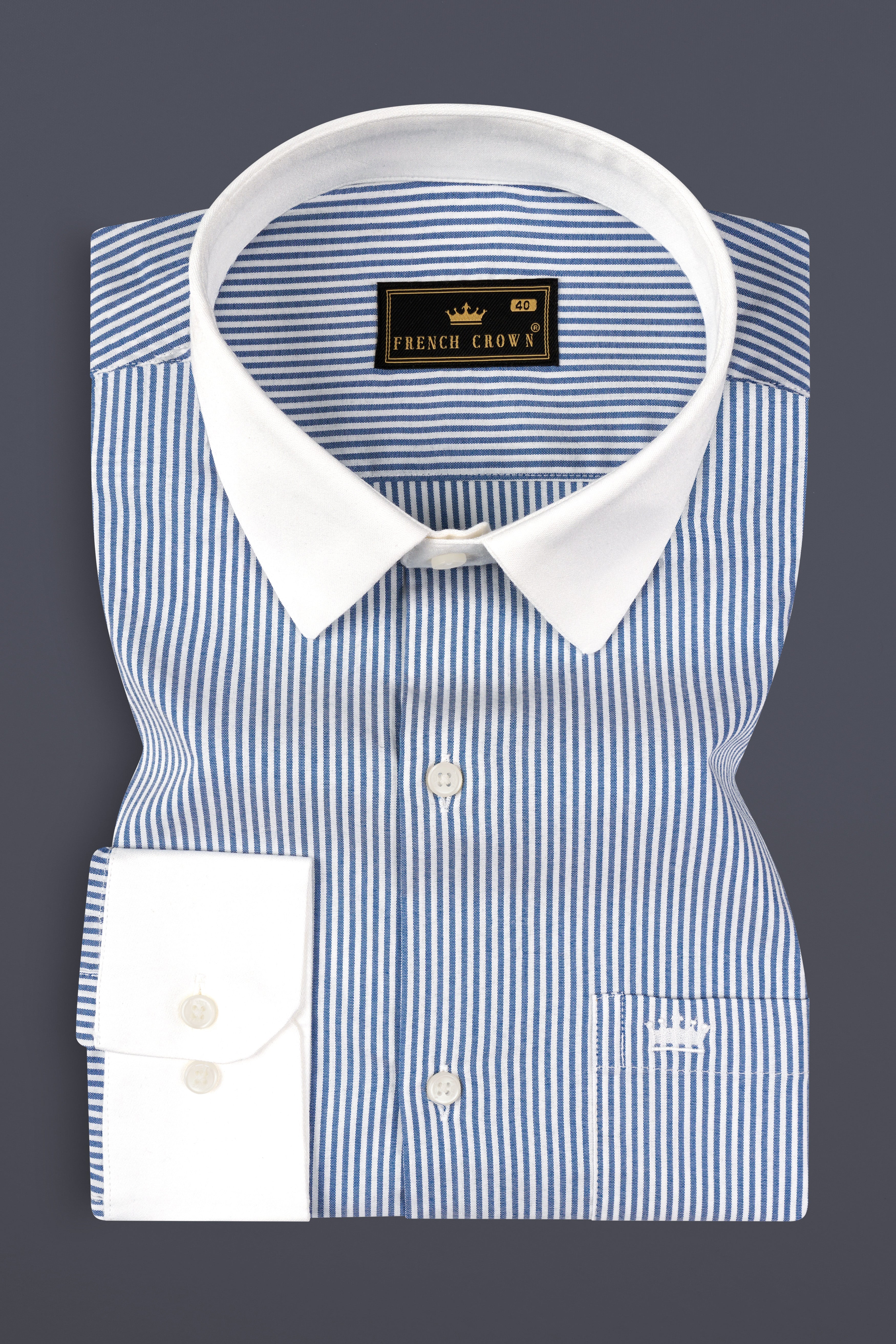 Kashmir Blue And Bright White Striped Royal Oxford Premium Cotton Shirt 13115-WCC-38, 13115-WCC-H-38, 13115-WCC-39, 13115-WCC-H-39, 13115-WCC-40, 13115-WCC-H-40, 13115-WCC-42, 13115-WCC-H-42, 13115-WCC-44, 13115-WCC-H-44, 13115-WCC-46, 13115-WCC-H-46, 13115-WCC-48, 13115-WCC-H-48, 13115-WCC-50, 13115-WCC-H-50, 13115-WCC-52, 13115-WCC-H-52