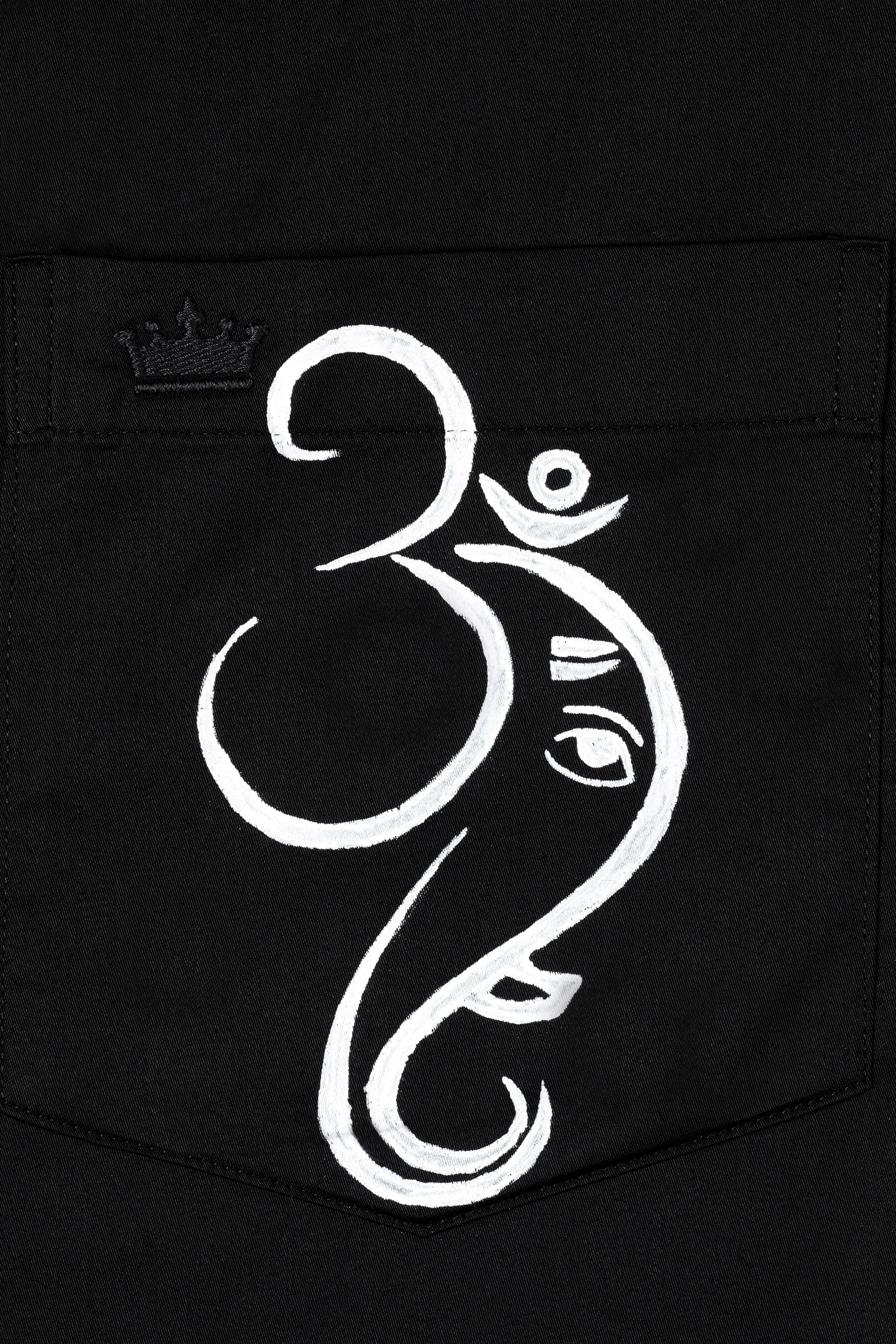 Jade Black with OM and Lord Ganesh Hand Painted Subtle Sheen Super Soft Premium Cotton Designer Shirt 1312-BLK-ART05-38, 1312-BLK-ART05-H-38, 1312-BLK-ART05-39, 1312-BLK-ART05-H-39, 1312-BLK-ART05-40, 1312-BLK-ART05-H-40, 1312-BLK-ART05-42, 1312-BLK-ART05-H-42, 1312-BLK-ART05-44, 1312-BLK-ART05-H-44, 1312-BLK-ART05-46, 1312-BLK-ART05-H-46, 1312-BLK-ART05-48, 1312-BLK-ART05-H-48, 1312-BLK-ART05-50, 1312-BLK-ART05-H-50, 1312-BLK-ART05-52, 1312-BLK-ART05-H-52