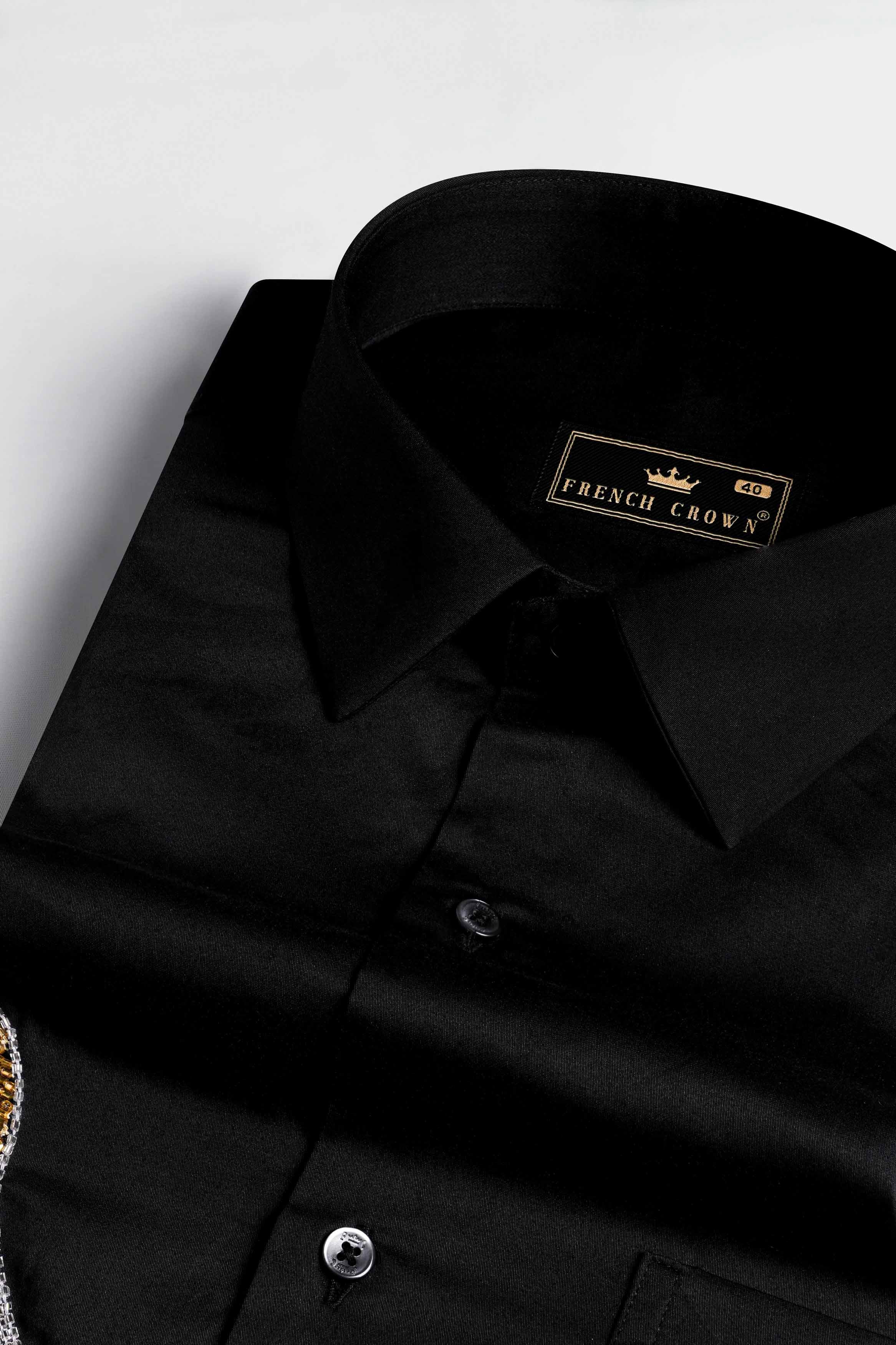 Jade Black champagne flute Embroidered Super Soft Premium Cotton Designer Shirt