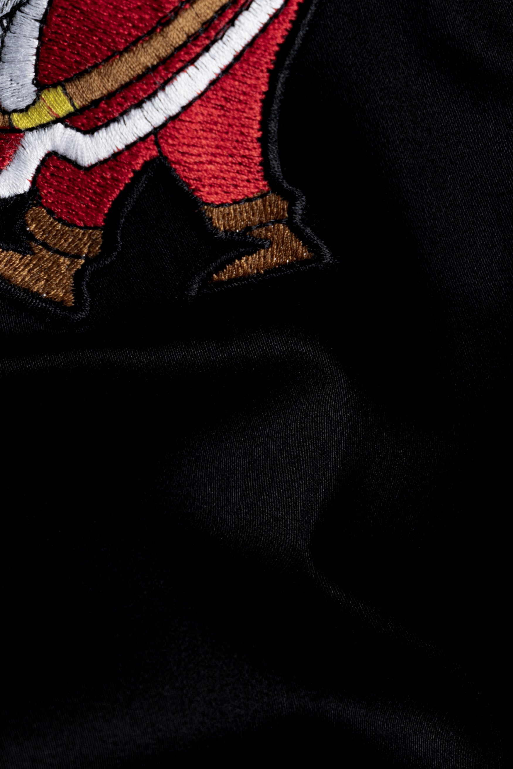 Jade Black with Santa Claus Embroidered Subtle Sheen Super Soft Premium Cotton Designer Shirt