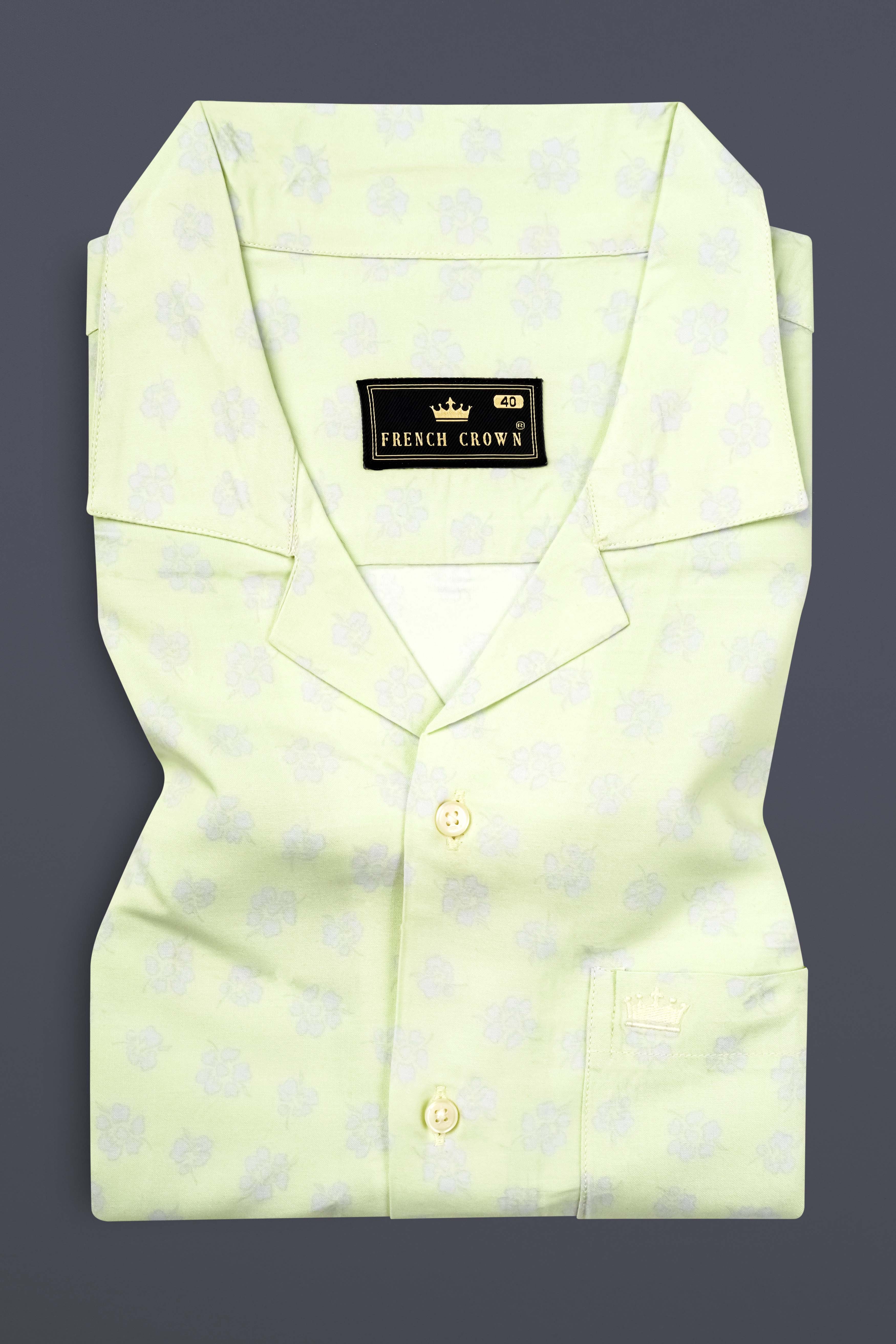 Orinoco Green Flower Printed Super Soft Tencel Cotton Blend Shirt