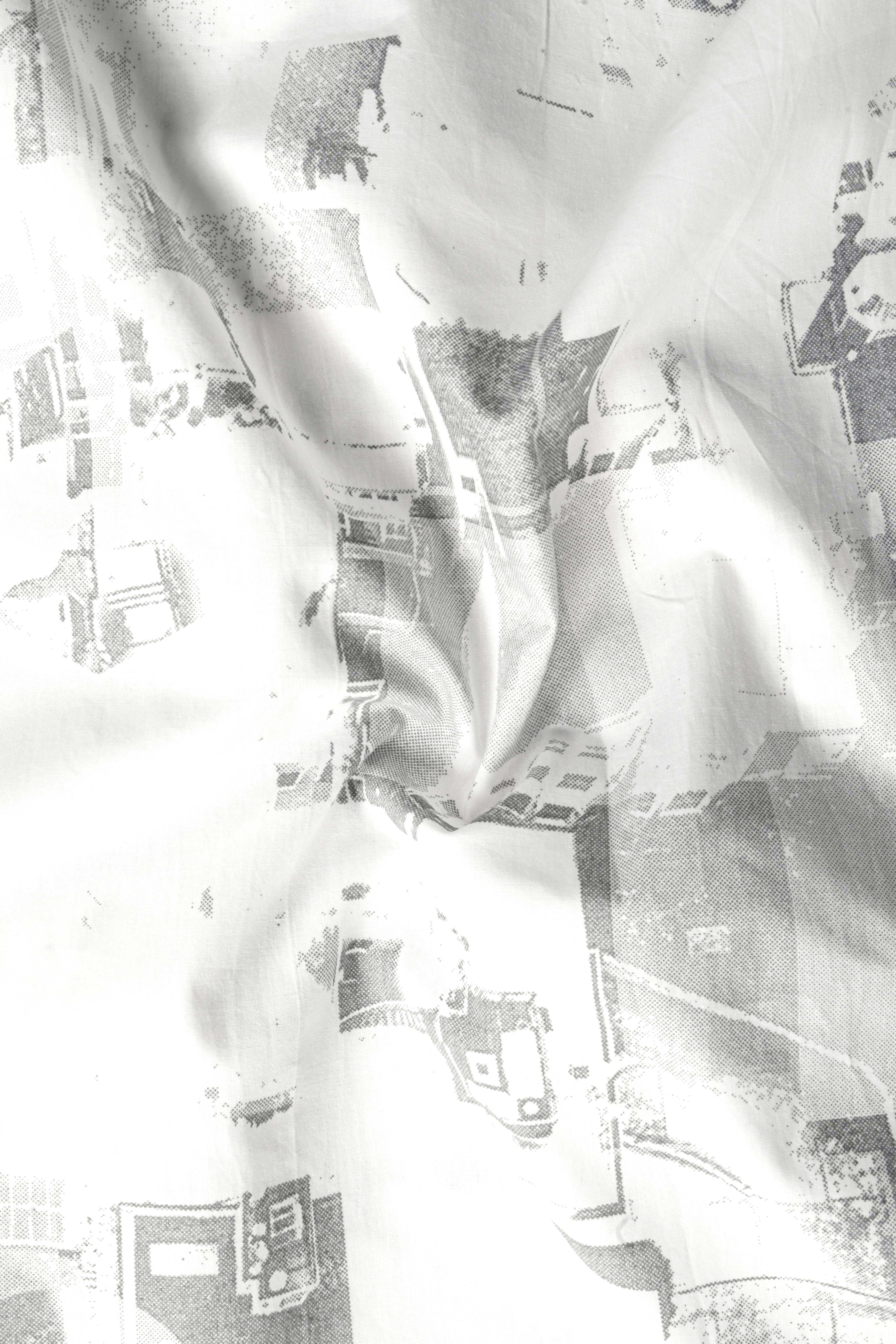 Bright White And Flint Gray Abstract Printed Subtle Sheen Super Soft Premium Cotton Shirt 13127-38, 13127-H-38, 13127-39, 13127-H-39, 13127-40, 13127-H-40, 13127-42, 13127-H-42, 13127-44, 13127-H-44, 13127-46, 13127-H-46, 13127-48, 13127-H-48, 13127-50, 13127-H-50, 13127-52, 13127-H-52