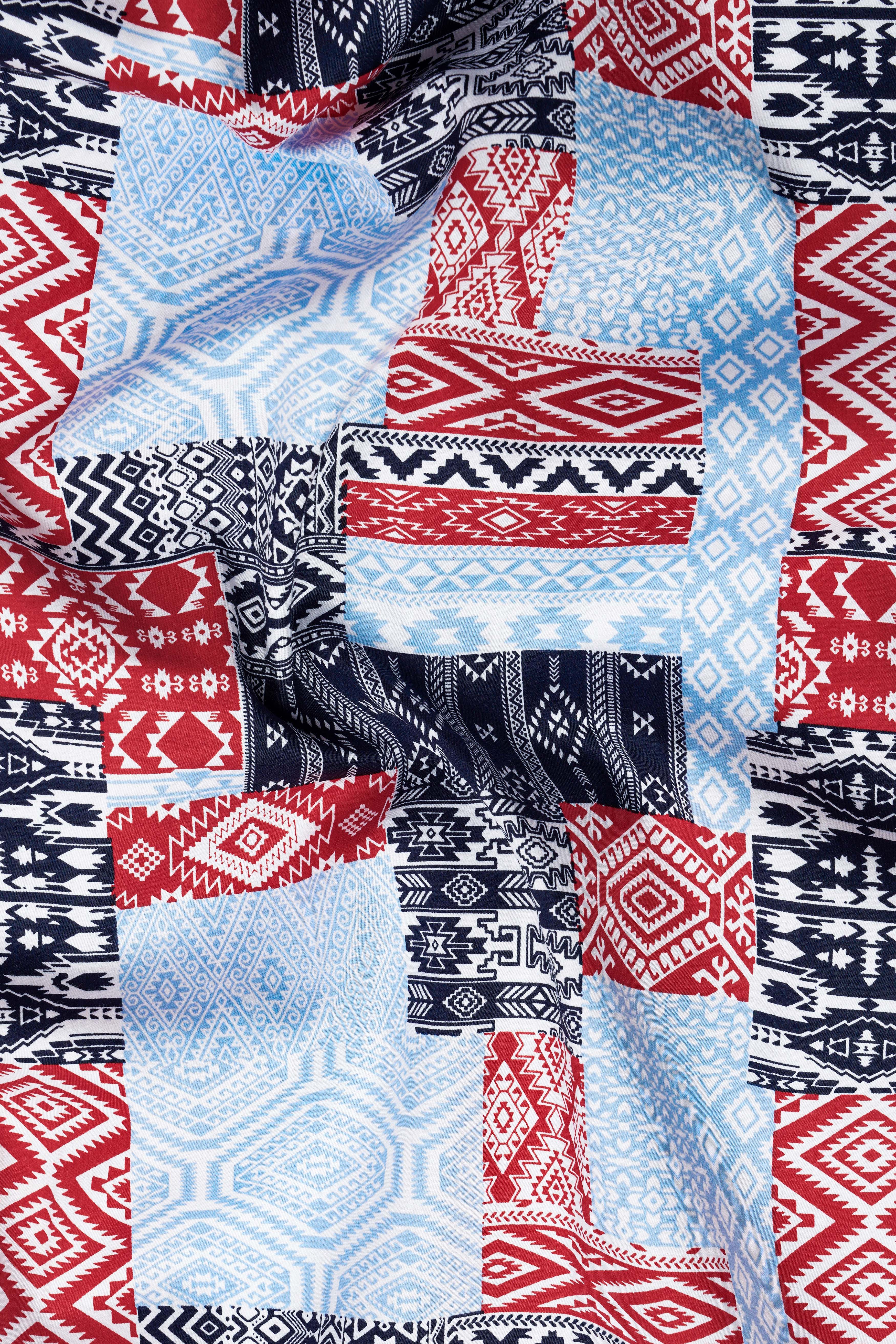 Spindle Blue And Stiletto Red Prints Subtle Sheen Super Soft Premium Cotton Shirt 13133-38, 13133-H-38, 13133-39, 13133-H-39, 13133-40, 13133-H-40, 13133-42, 13133-H-42, 13133-44, 13133-H-44, 13133-46, 13133-H-46, 13133-48, 13133-H-48, 13133-50, 13133-H-50, 13133-52, 13133-H-52