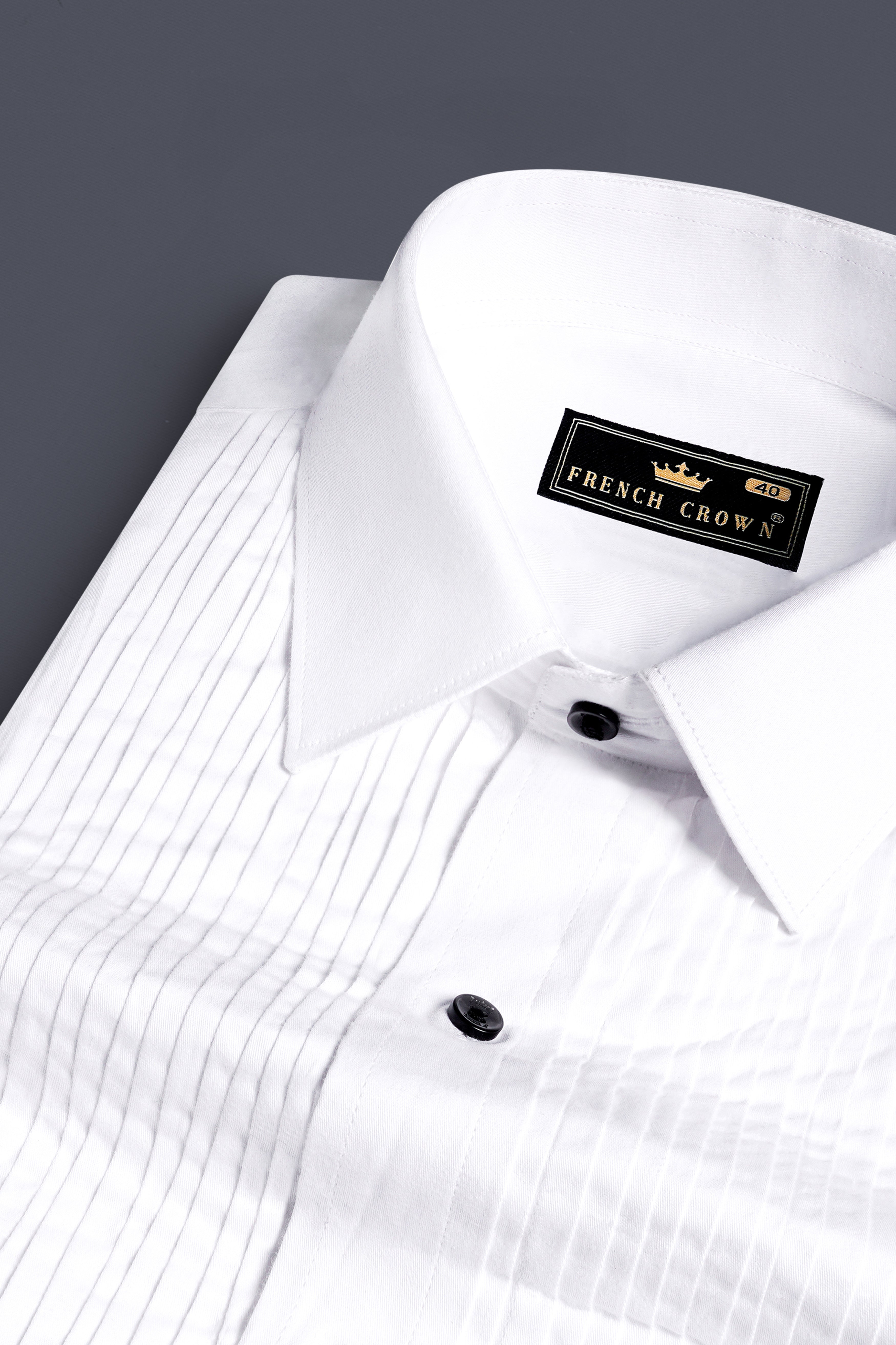 Bright White Subtle Sheen Tuxedo Super Soft Giza Cotton Tuxedo Shirt