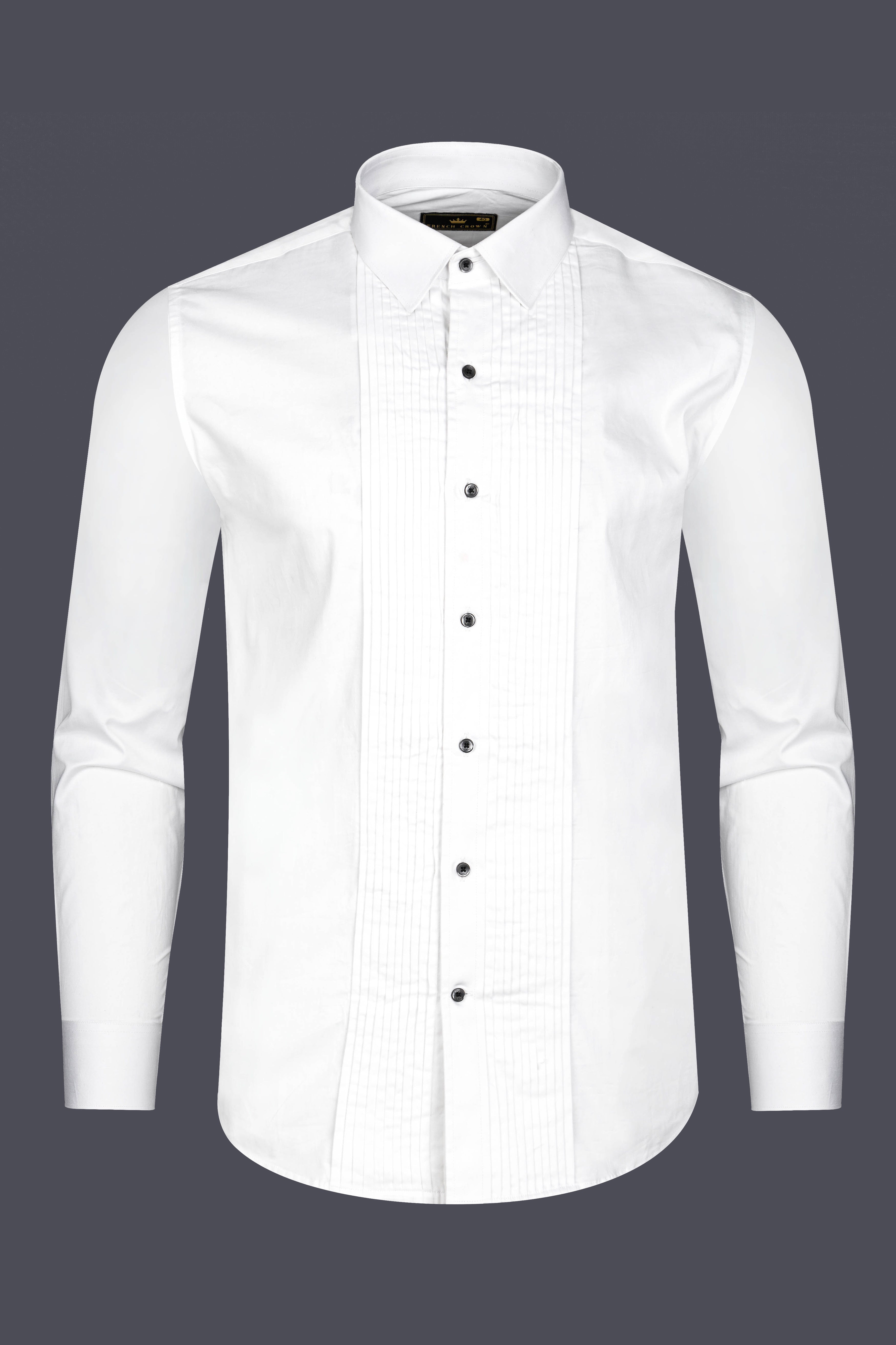 Bright White Subtle Sheen Tuxedo Super Soft Giza Cotton Shirt