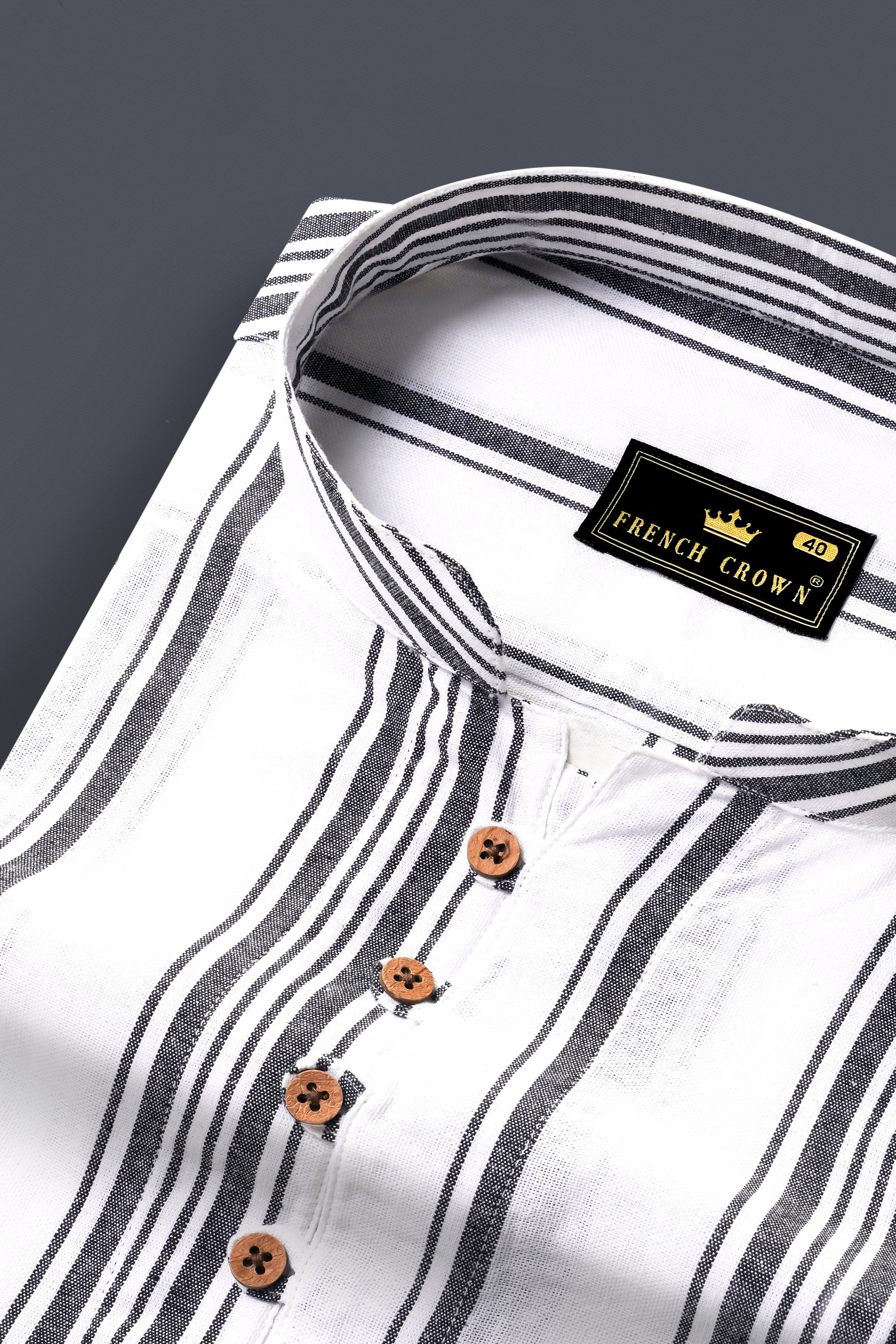 Bright White And Abbey Gray Striped Oxford Premium Cotton Kurta Shirt 13159-KS-38, 13159-KS-H-38, 13159-KS-39, 13159-KS-H-39, 13159-KS-40, 13159-KS-H-40, 13159-KS-42, 13159-KS-H-42, 13159-KS-44, 13159-KS-H-44, 13159-KS-46, 13159-KS-H-46, 13159-KS-48, 13159-KS-H-48, 13159-KS-50, 13159-KS-H-50, 13159-KS-52, 13159-KS-H-52