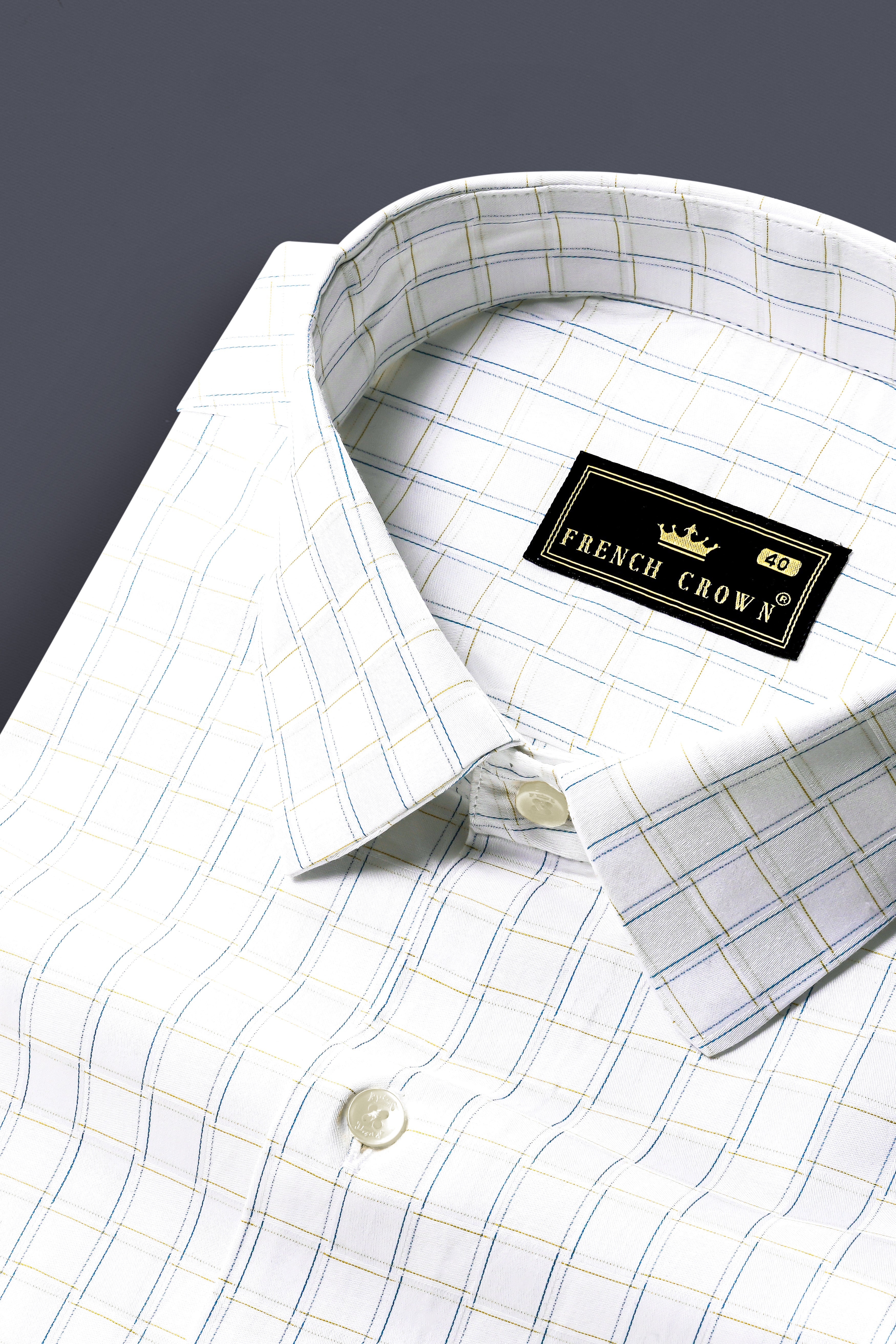 Bright White Jacquard Checked Premium Cotton Shirt 13164-38, 13164-H-38, 13164-39, 13164-H-39, 13164-40, 13164-H-40, 13164-42, 13164-H-42, 13164-44, 13164-H-44, 13164-46, 13164-H-46, 13164-48, 13164-H-48, 13164-50, 13164-H-50, 13164-52, 13164-H-52