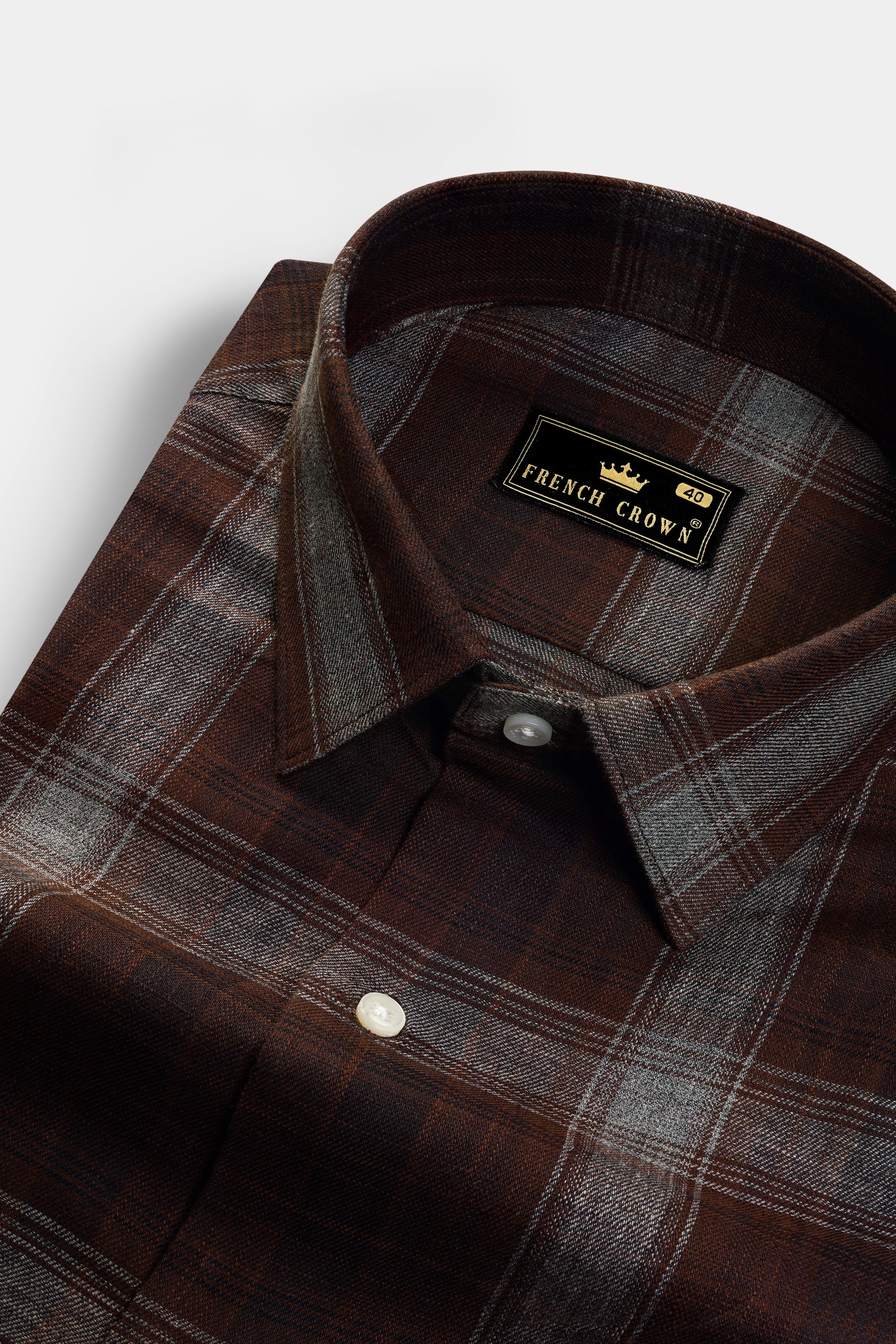 Eclipse Brown Plaid Premium Giza Cotton Shirt 13182-38, 13182-H-38, 13182-39, 13182-H-39, 13182-40, 13182-H-40, 13182-42, 13182-H-42, 13182-44, 13182-H-44, 13182-46, 13182-H-46, 13182-48, 13182-H-48, 13182-50, 13182-H-50, 13182-52, 13182-H-52
