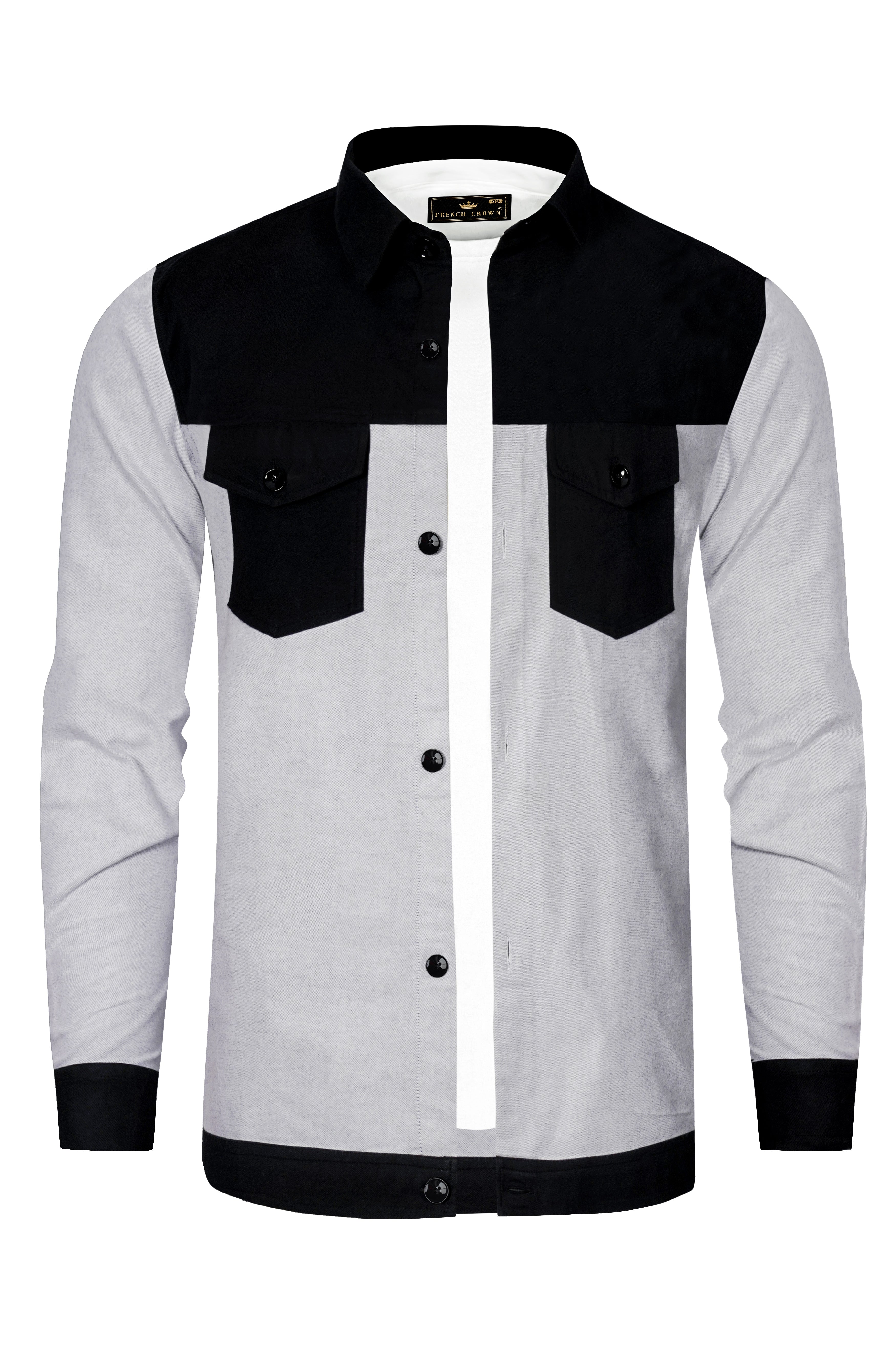 Pastel Gray And Jade Black Textured Flannel Designer Overshirt/shacket 13189-OS-FP-P507-38, 13189-OS-FP-P507-H-38, 13189-OS-FP-P507-39, 13189-OS-FP-P507-H-39, 13189-OS-FP-P507-40, 13189-OS-FP-P507-H-40, 13189-OS-FP-P507-42, 13189-OS-FP-P507-H-42, 13189-OS-FP-P507-44, 13189-OS-FP-P507-H-44, 13189-OS-FP-P507-46, 13189-OS-FP-P507-H-46, 13189-OS-FP-P507-48, 13189-OS-FP-P507-H-48, 13189-OS-FP-P507-50, 13189-OS-FP-P507-H-50, 13189-OS-FP-P507-52, 13189-OS-FP-P507-H-52
