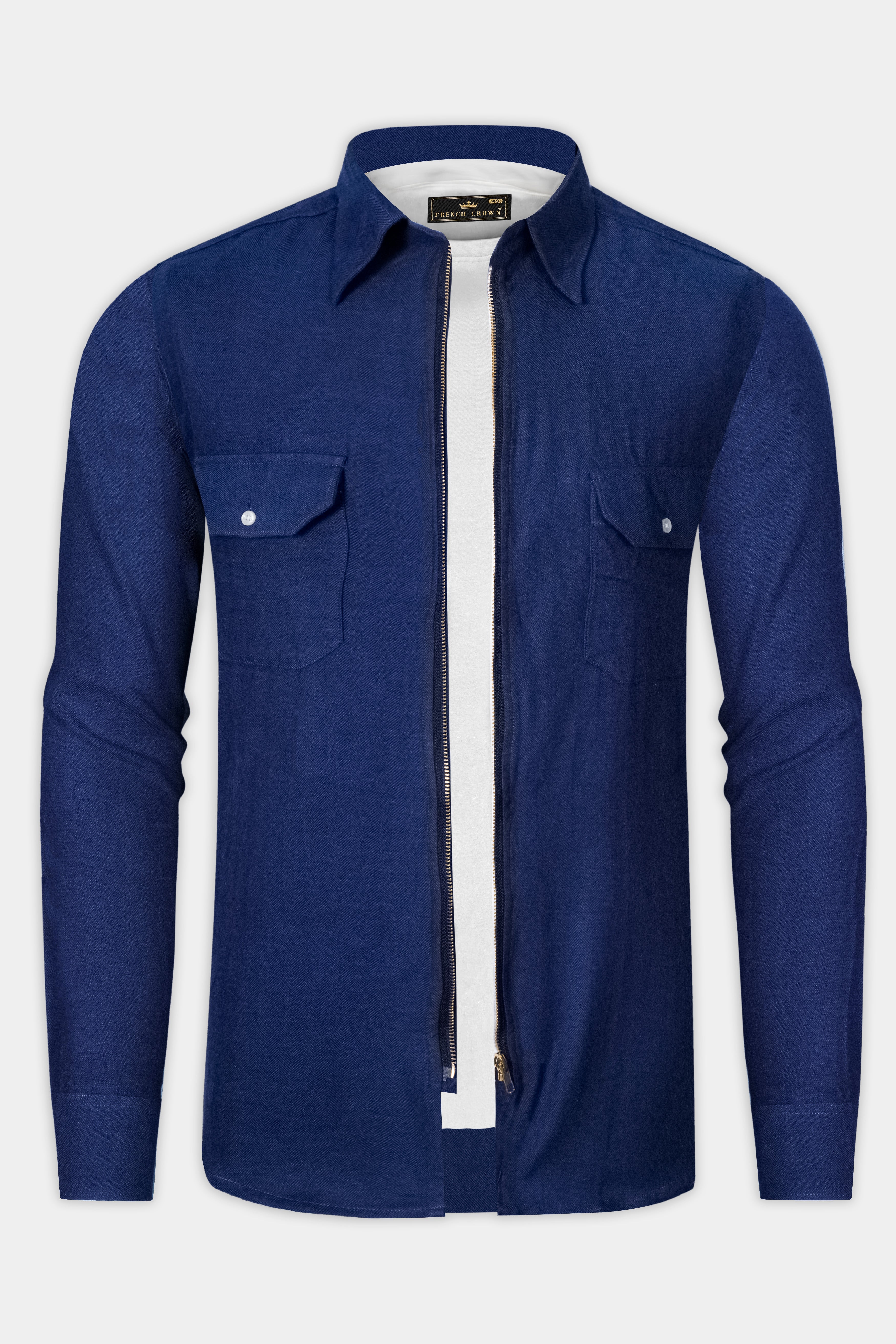 Biscay Blue Herringbone Pattern Premium Cotton Overshirt/shacket 13249-OS-FP-ZP-38, 13249-OS-FP-ZP-H-38, 13249-OS-FP-ZP-39, 13249-OS-FP-ZP-H-39, 13249-OS-FP-ZP-40, 13249-OS-FP-ZP-H-40, 13249-OS-FP-ZP-42, 13249-OS-FP-ZP-H-42, 13249-OS-FP-ZP-44, 13249-OS-FP-ZP-H-44, 13249-OS-FP-ZP-46, 13249-OS-FP-ZP-H-46, 13249-OS-FP-ZP-48, 13249-OS-FP-ZP-H-48, 13249-OS-FP-ZP-50, 13249-OS-FP-ZP-H-50, 13249-OS-FP-ZP-52, 13249-OS-FP-ZP-H-52