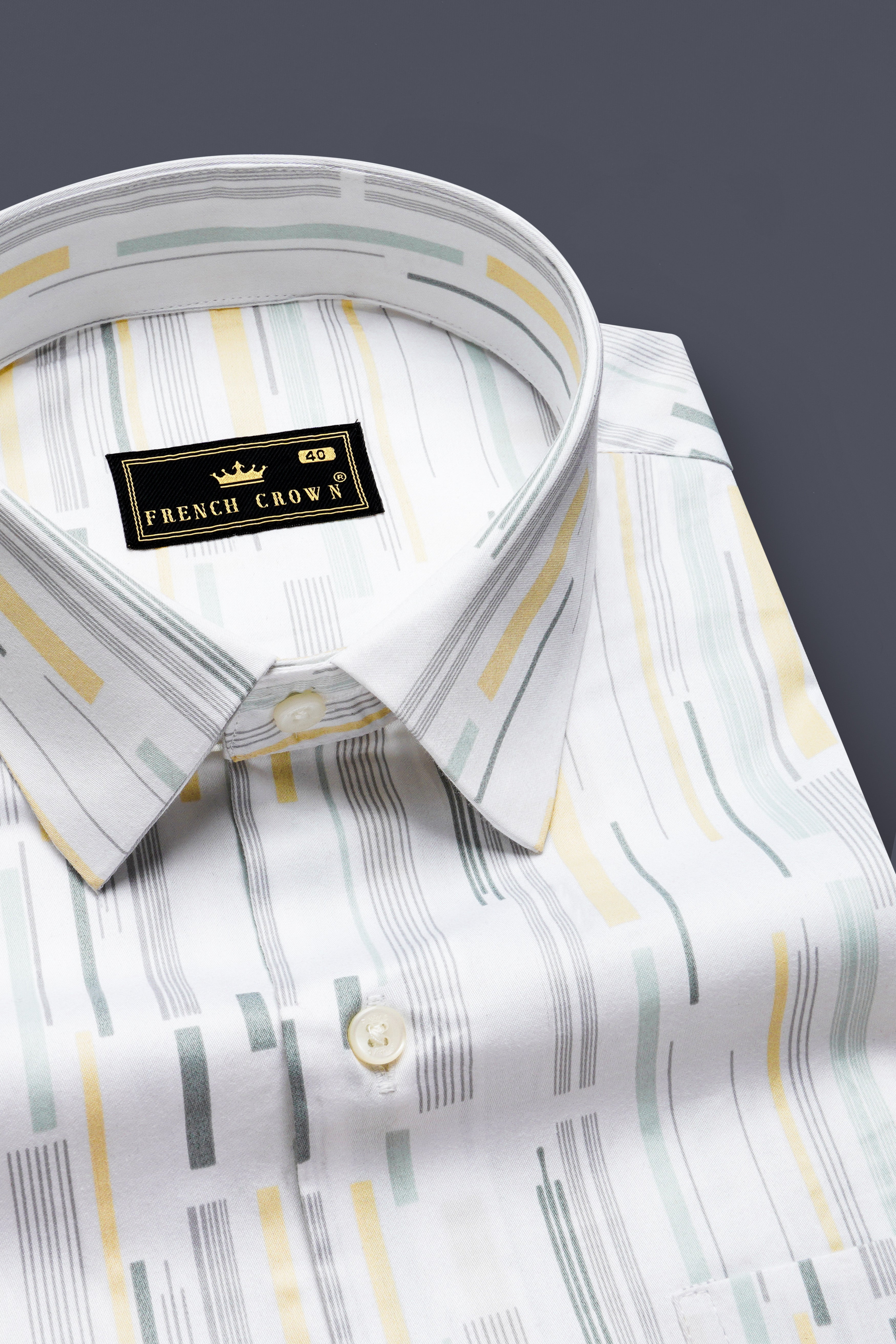 Golden Glow-Bright White And Harvest Yellow Printed Subtle Sheen Super Soft Premium Cotton Shirt 13258-38, 13258-H-38, 13258-39, 13258-H-39, 13258-40, 13258-H-40, 13258-42, 13258-H-42, 13258-44, 13258-H-44, 13258-46, 13258-H-46, 13258-48, 13258-H-48, 13258-50, 13258-H-50, 13258-52, 13258-H-52
